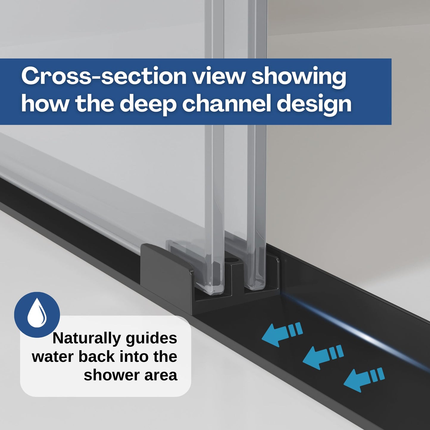 Dyvalis 49-54" W x 76" H Semi-Frameless Double Sliding Shower Door, 1/4" (6mm) SGCC Tempered Clear Glass with Easy-Clean Coating, Bypass Glass Shower Doors, Matte Black