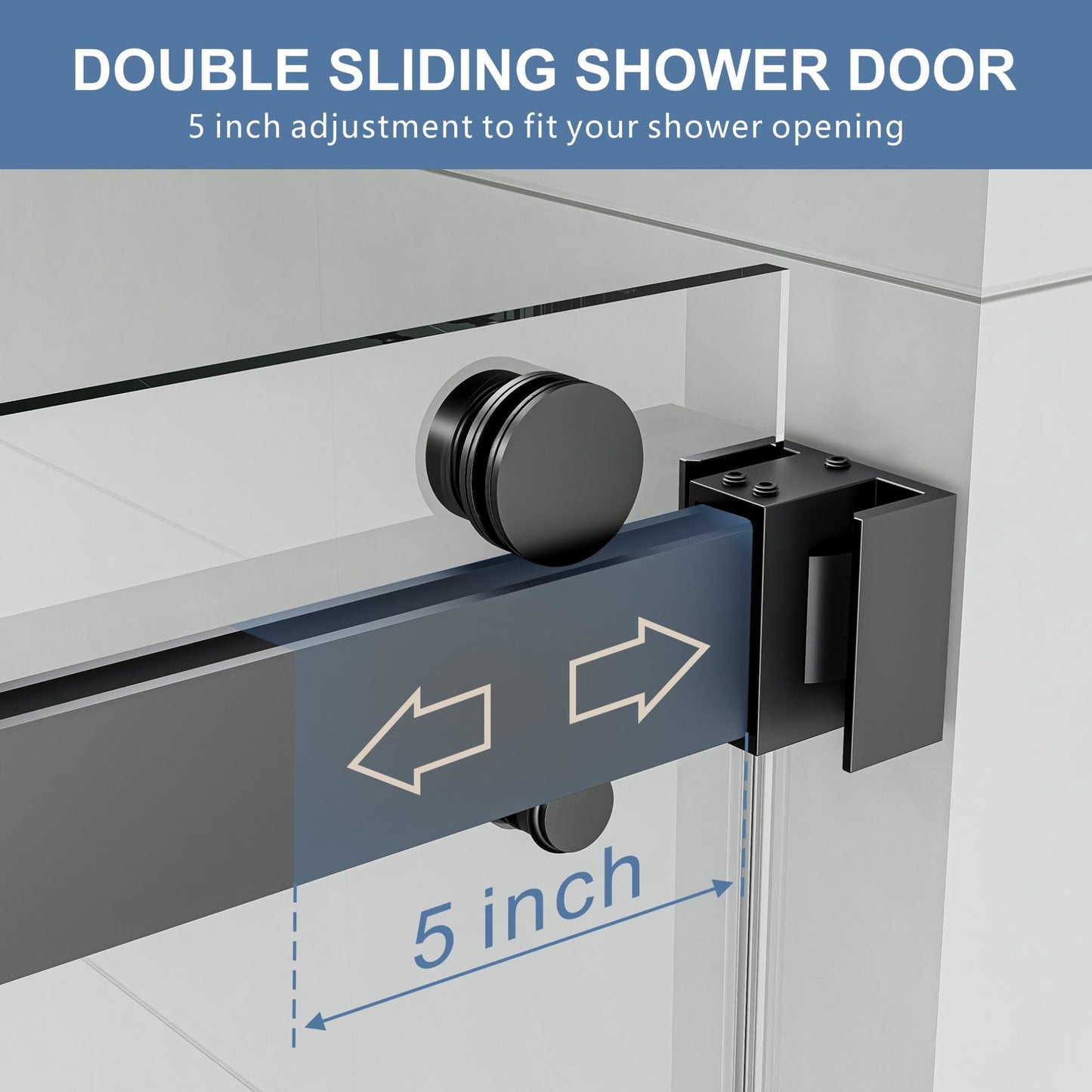 56-60" W x 72" H Frameless Shower Door, Double Sliding Glass Shower Door with 5/16" (8mm) Clear SGCC Tempered, Roller Disc System, 304 Stainless Steel (Matte Black, 56-60" W*72" H)