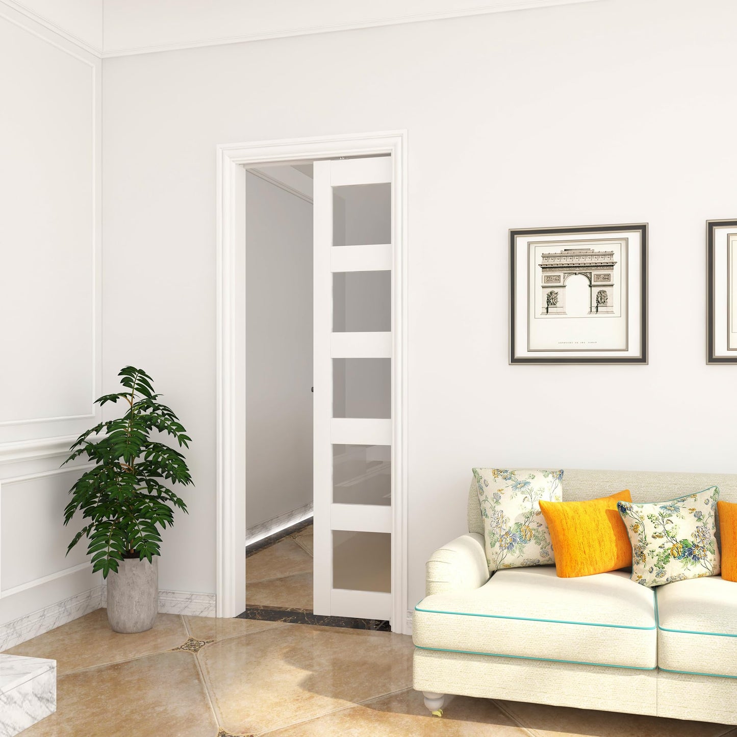 JUBEST 6FT Commercial Grade Pocket Door Hardware and Track Set with Soft Close Mechanism, Sliding Door Hardware for Door Wide 24"-36", Durable and Smoothly, Easy to Install