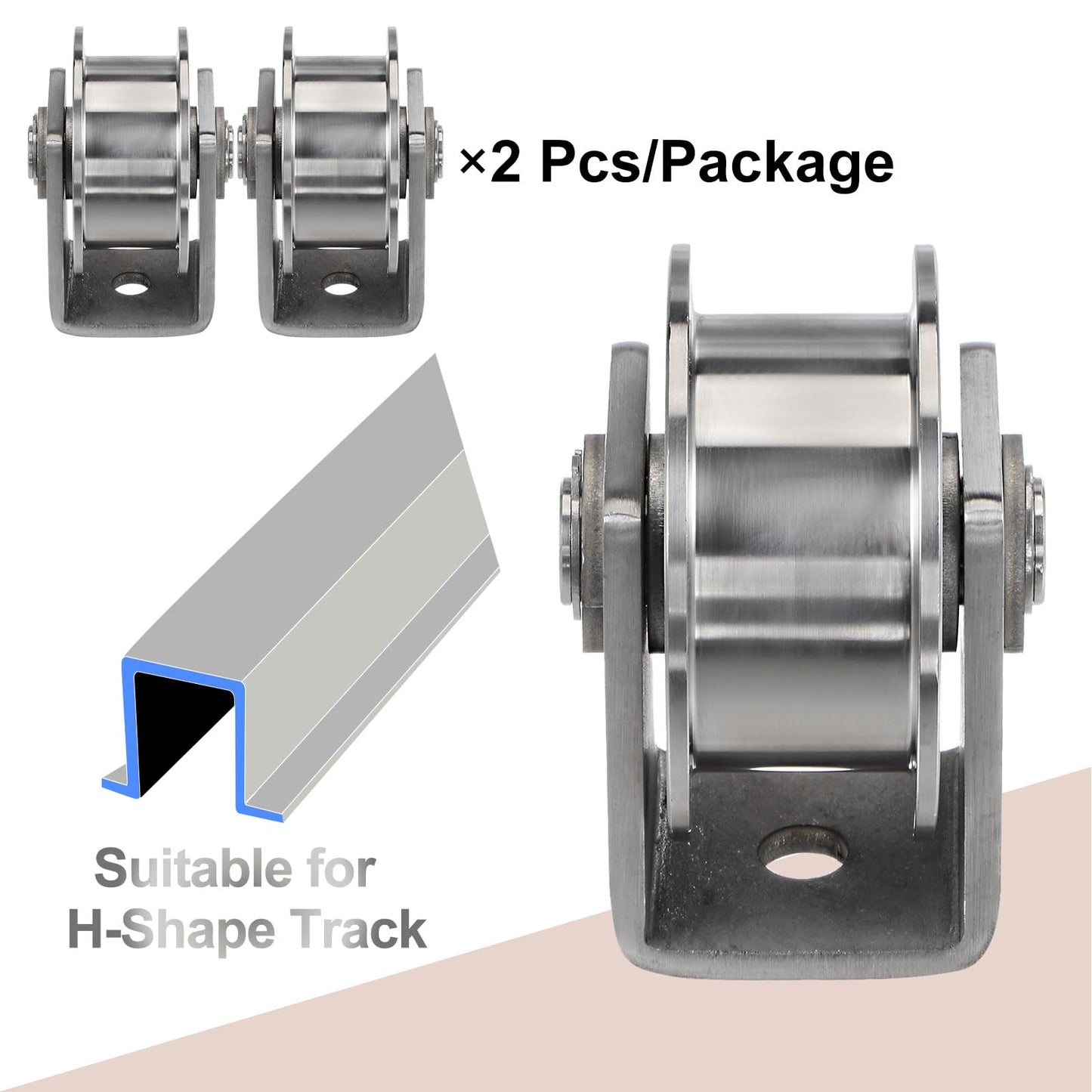 HARFINGTON 2pcs 2.7" H Groove Wheel Sliding Gate Caster, Rigid Caster Wheels with Bracket for Inverted 0.98" H-Track, 1102 lbs Capacity Per Wheel, for Garage Door, Lifting, Industrial Machine