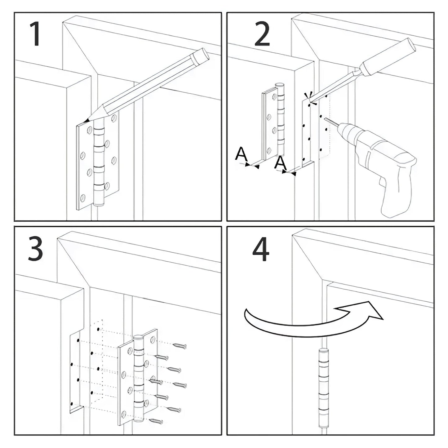 30 Pack Rounded Matte Black Door Hinges 3.5 Inch 5/8" Radius Interior 3 1/2 Inch Flat Iron Bifold Standard Hinge No Squeak Bedroom Indoor for Closet Doors 3 ½" Heavy Duty Hardware Doorway Study Room