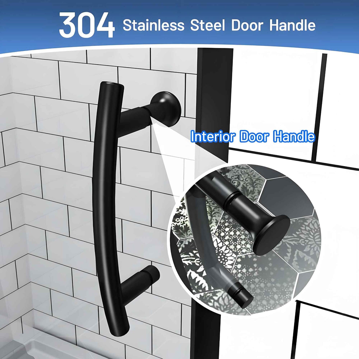 Rodkedc 56-60" W x 71" H Pivot Glass Shower Door,1/4"(6mm) Thick Clear SGCC Tempered Shower Glass Door,Matte Black Shower Door,Reversible Installation