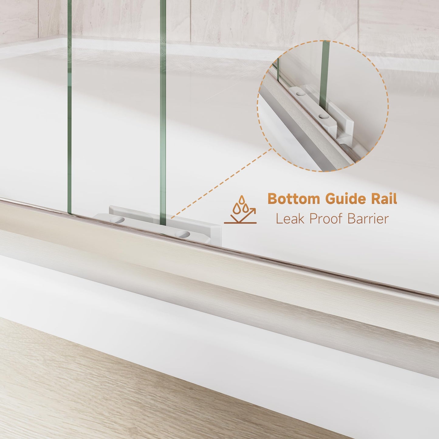 Double Sliding Shower Door 48 in. W x 72 in. H, UCALAFEE Semi-Frameless Shower Door with 1/4" (6mm) SGCC Clear Tempered Glass, Silent Soft-Close & Anti-Leak Walk-in Shower Door, Brushed Nickel