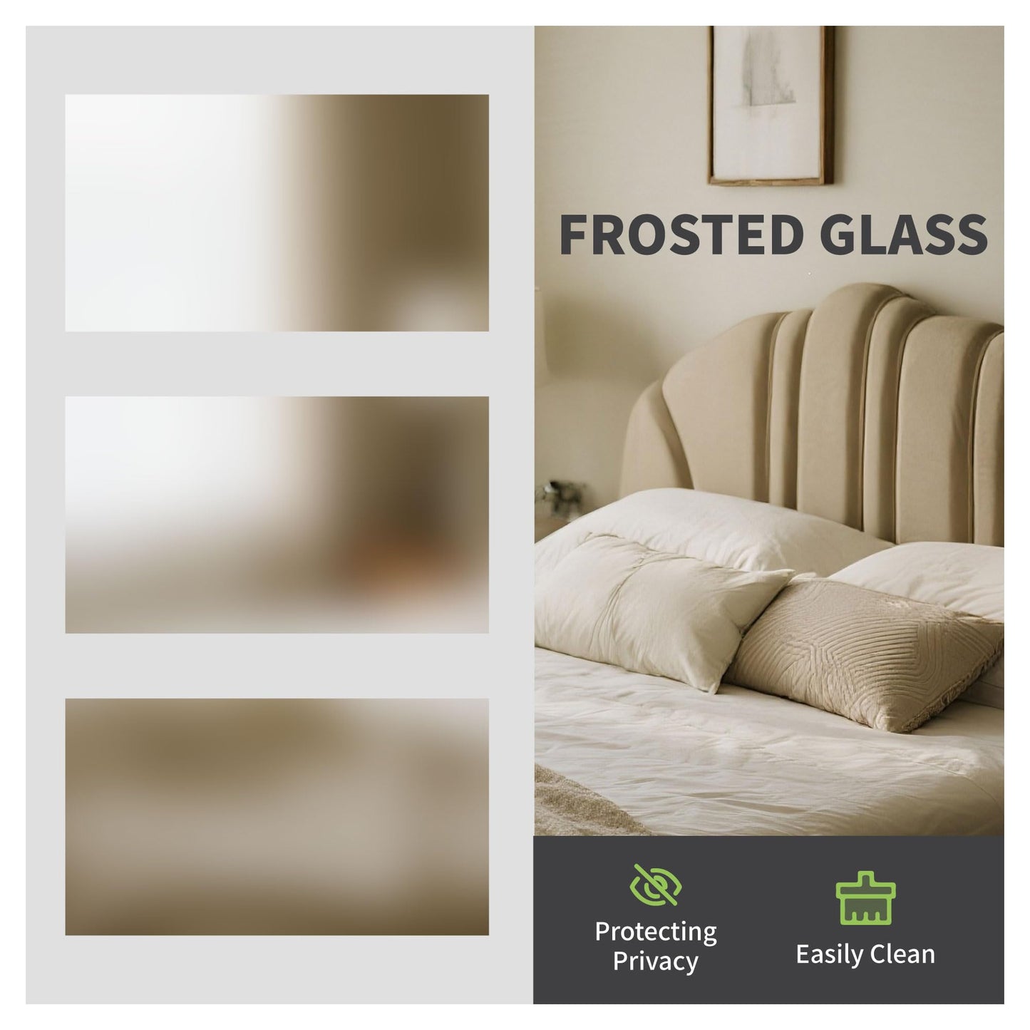 30"x 80" 3-Lite Frosted Glass French Interior Slab Door, Solid Core Wood with MDF Door Panel for Bedroom Closet Laundry Pantry Bathroom White Pre-Finished Surface Paintable, w/o Hardware