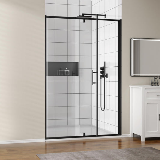 Findepot 44-48" W x 71" H Pivot Glass Shower Door, Pivot Shower Door with 1/4"(6mm) Clear Glass, Matte Black
