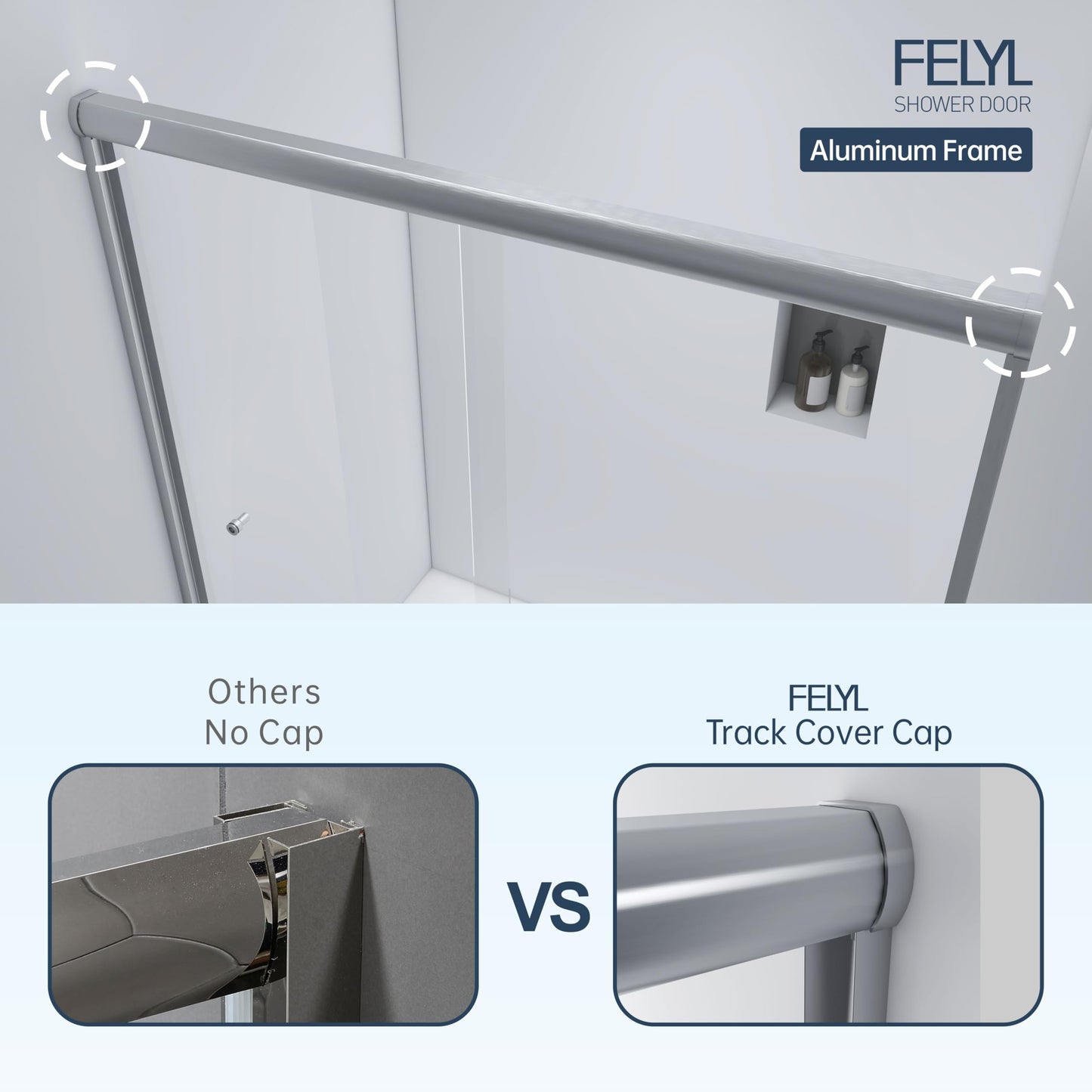 FELYL Double Sliding Shower Door 43-48" W x 72" H, Brushed Nickel, Bypass Shower Door, Clear Glass, Framed, 1/4" (6mm) Tempered Glass
