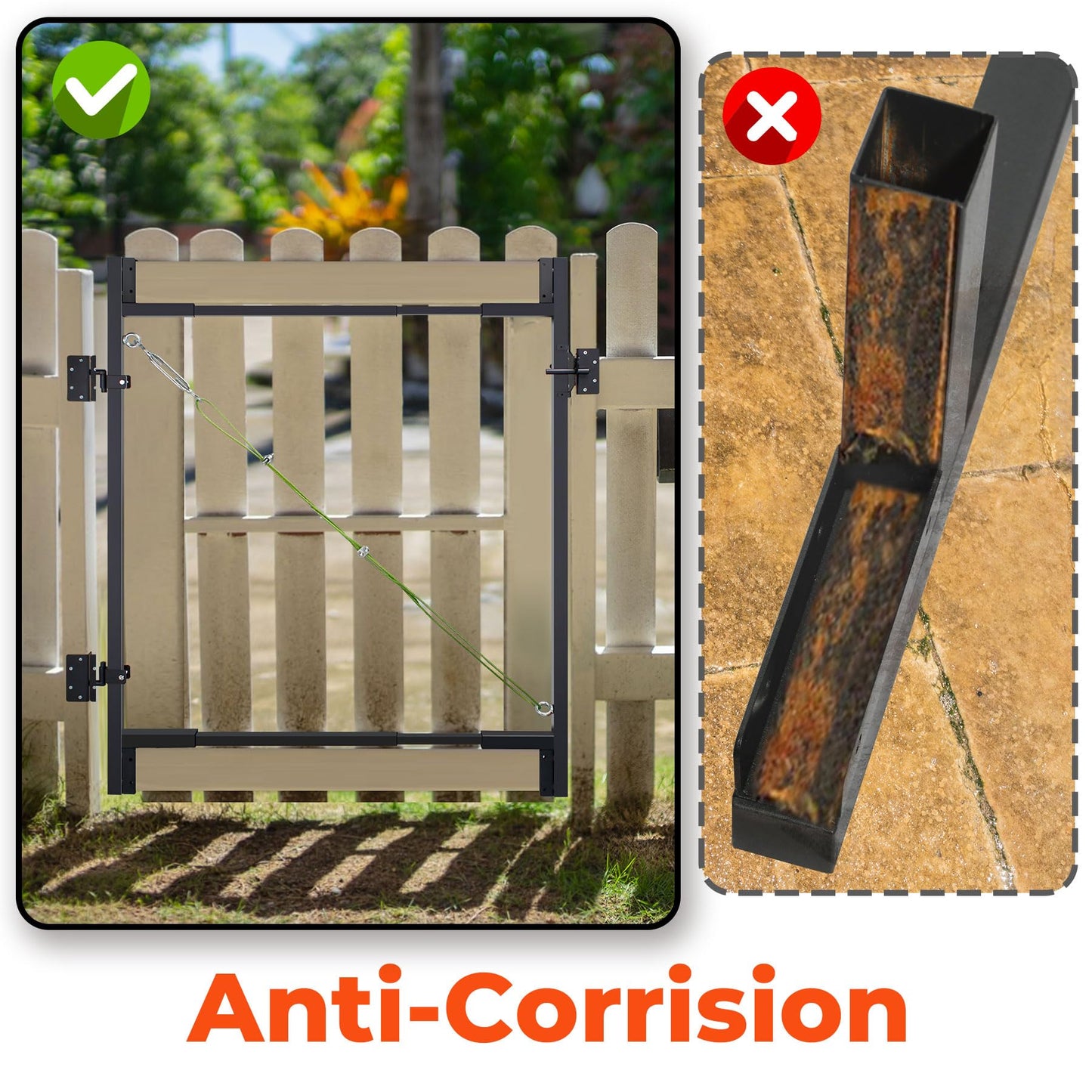 Heavy Duty DIY Fence Gate Kit – 36"-72" Adjustable Wood Gate Building Kit for 4-5 ft Fences, Fits Both 1"x4" and 2"x4" Wood