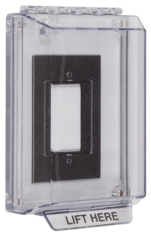 Safety Technology International, Inc. STI-14300NC Universal Stopper® Low Profile Housing with Backplate for Flush Devices, Indoor/Outdoor Clear Multi Purpose Protective Polycarbonate Cover