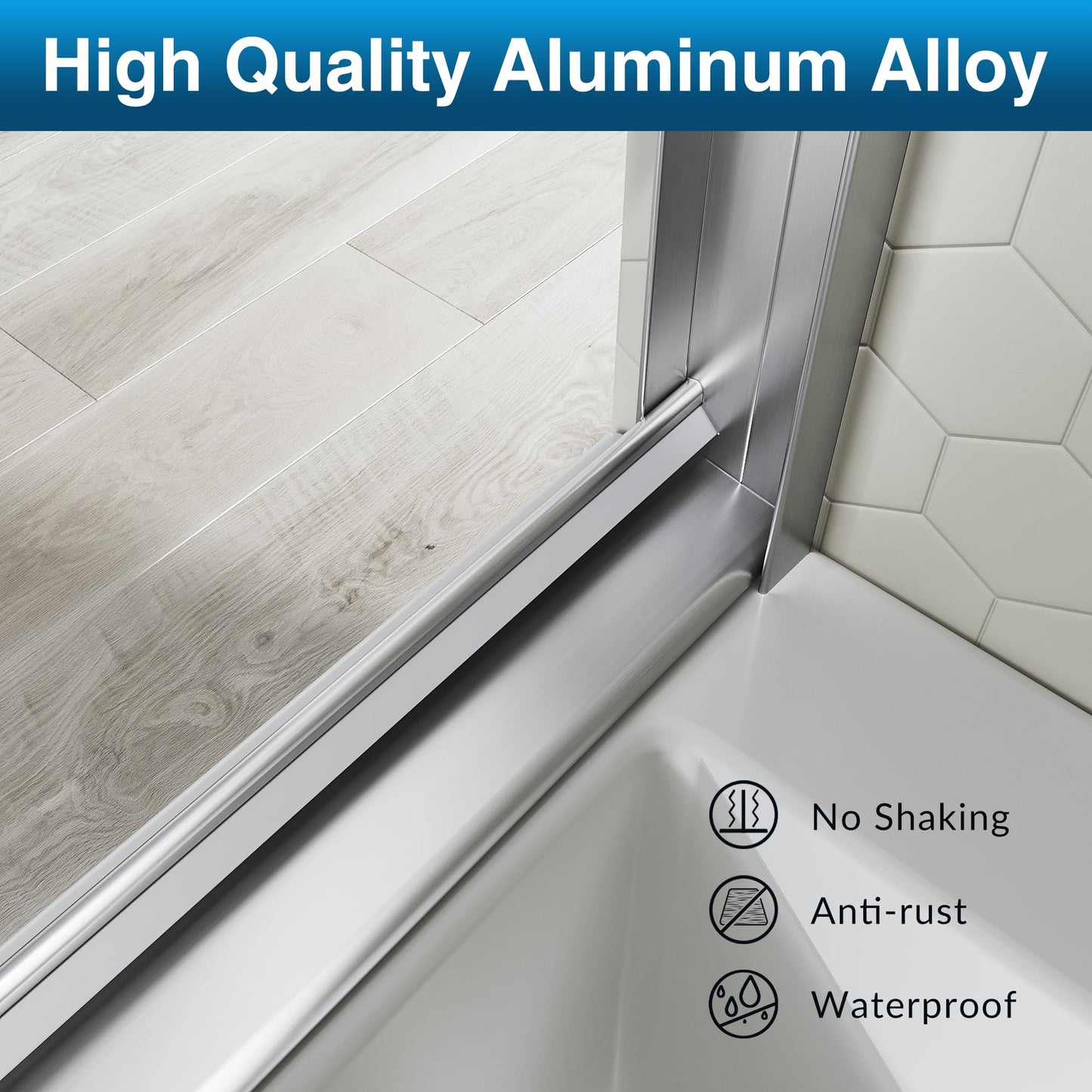 SL4U Double Sliding Shower Door 48 in. W x 76 in. H, Semi-Frameless Bypass Bathroom Sliding Door with 1/4'' (6mm) Clear Tempered Glass, Brushed Nickel