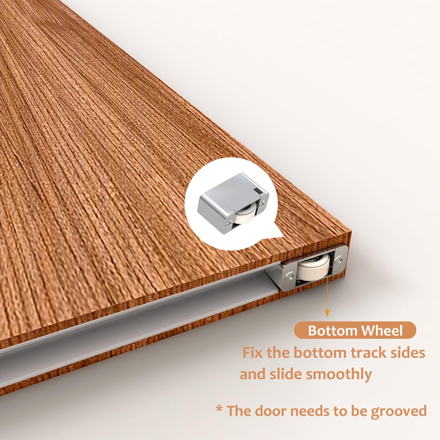 JUBEST 42" Concealed Barn Door Hardware Kit with Soft Close Mechanism, Wall Mounted Invisible Sliding Door Track for Opening Width 34" to 38", Hidden Barn Door Hardware Kit, Door Needs Groove
