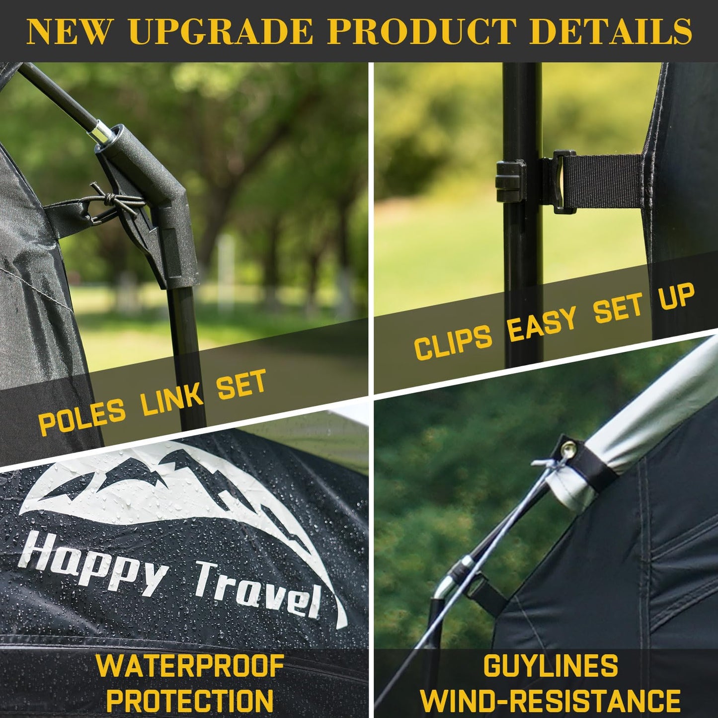Happy Travel Bike Storage Shed Tent, Waterproof Portable Bicycle Cover with 30% More Top Storage Space for 2/3/4/5 Bikes,Clips Easy Setup Outdoor Sheds Shelter for Motorcycle, Garden Tools, Lawn Mower