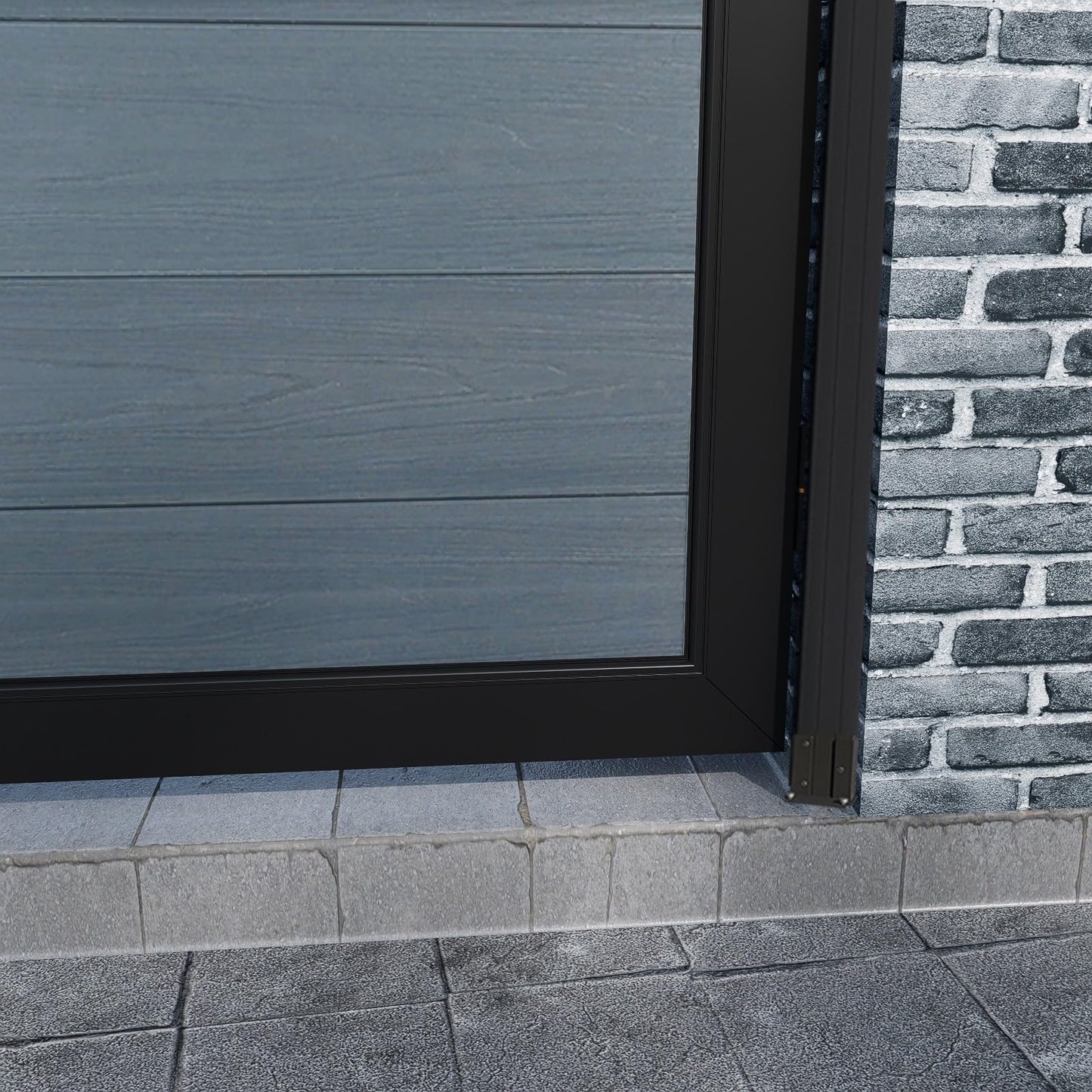 Mondaria 6ft(H)*8ft(W) Wood Plastic Composite Gate for Privacy Fence, Double Fence Gate with Metal Frame and Knob Kits, Grey (Without Post)