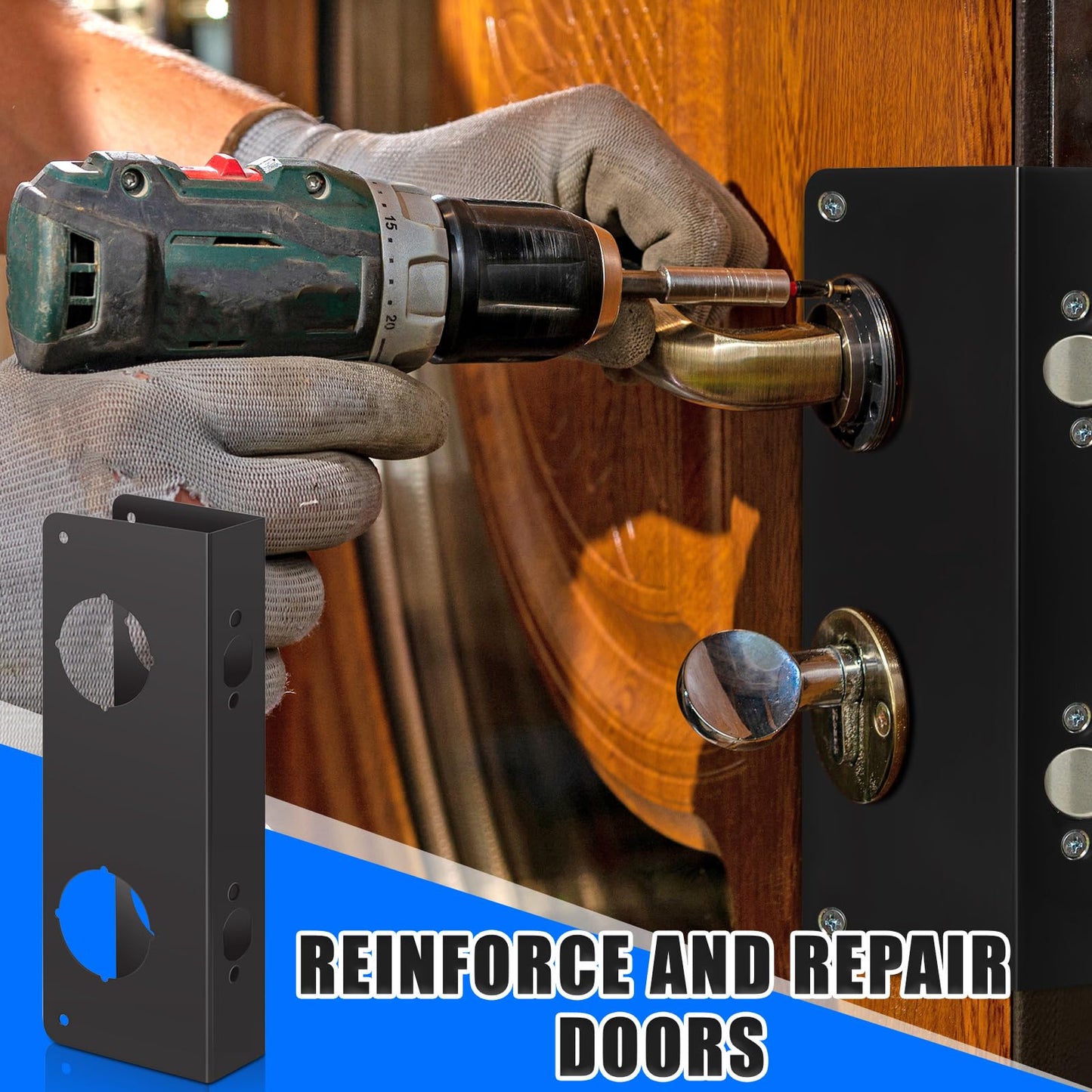 Ferraycle 1 Piece Stainless Steel Door Reinforcement Plate for 1-3/4" Thick Doors Deep Bronze Lock with Screws Reinforce and Repair Door Jamb Reinforcement for Home Bedroom