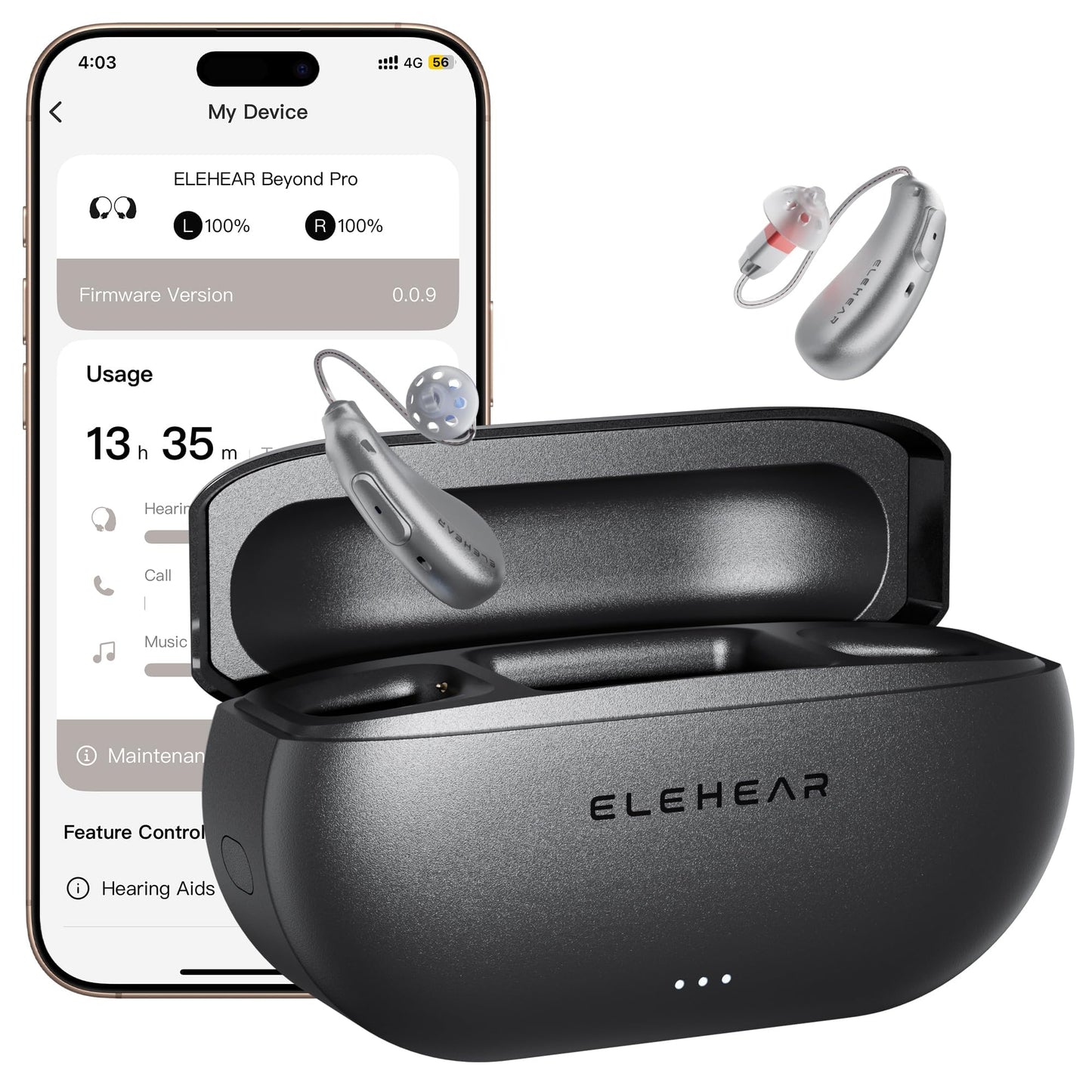 ELEHEAR-Beyond Pro Hearing Aids, Bluetooth OTC Hearing Aids for Seniors and Adults, Premium Sound Algorithm with VocClear 2.0, 30% Clearer Speech, Music Mode & Enhanced App, Bluetooth Streaming