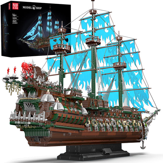 Mould King 13218 Pirate Ship Building Toy, MOC Flying Dutchman Model Ship Boat, Toy Building Sets for Adults, Halloween Decor Christmas Birthday Gifts for Teens Collections (6849 Pieces)