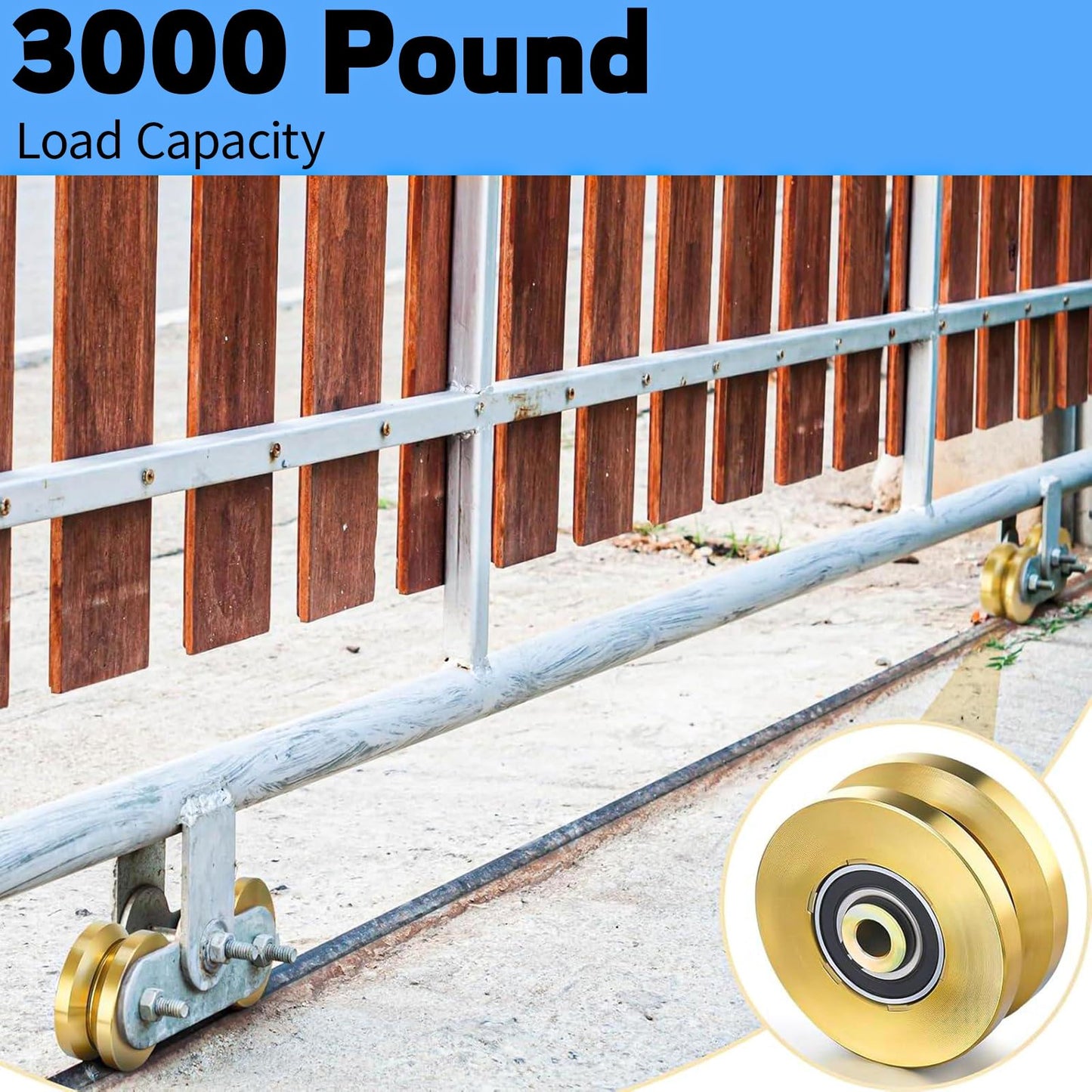 2 pcs 4" Heavy Duty Sliding Gate Rollers Wheels V Groove Slide Wheel, 3300 Lbs Solid 1-3/4" Width Rolling Gate Wheels with Screw & Double Bearings for Industrial Machines Rail