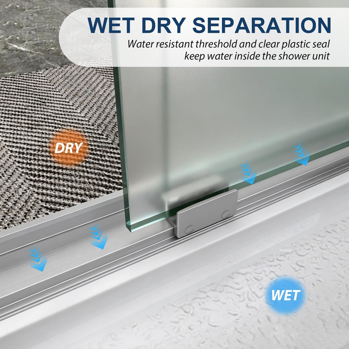 Double Sliding Shower Door 49"-54" W x 72" H with Nano Anti-Explosion Safety Film, 1/4" (6mm) Frosted Ultra-Clear Tempered Glass Semi-Frameless Bypass Shower Glass Doors,Brushed Nickel