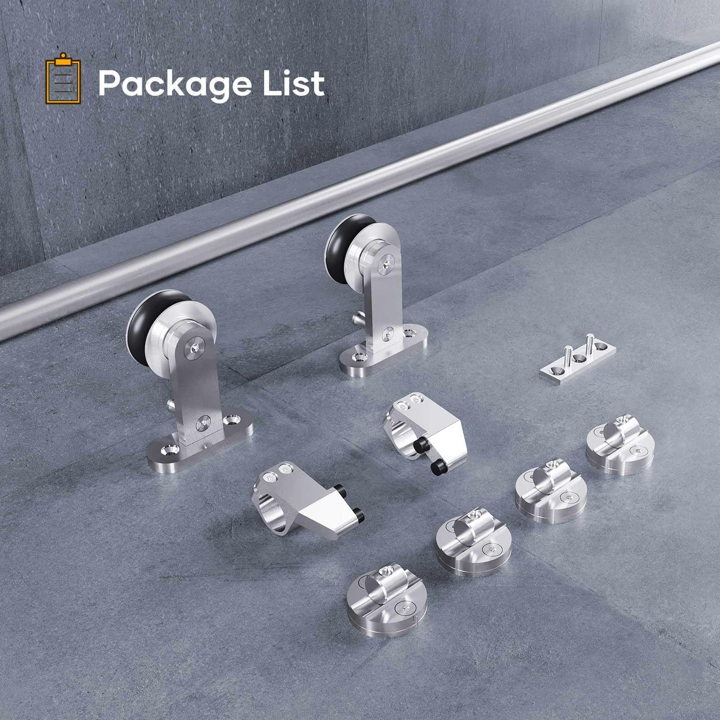 EaseLife 6.6 FT Top Mount Stainless Steel Sliding Barn Door Hardware Track Kit,Modern,Heavy Duty,Anti-Rust,Slide Smoothly Quietly,Easy Install (6.6FT Track Kit for 36"~40" Wide Single Door)