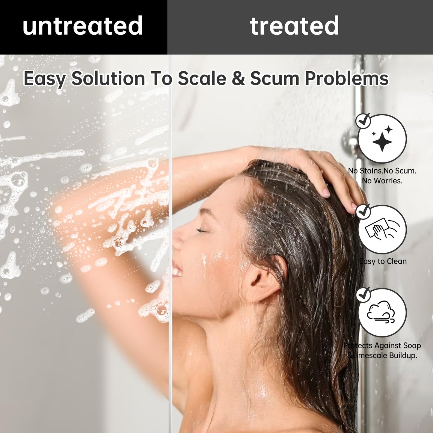 Frameless Sliding Shower Door 56-60 in W x 74 in H, Stainless Steel Frameless Shower Door with 5/16" (8mm) Clear Tempered Glass,Explosion-Proof Film, Silent Soft-Close Design,Matte Black