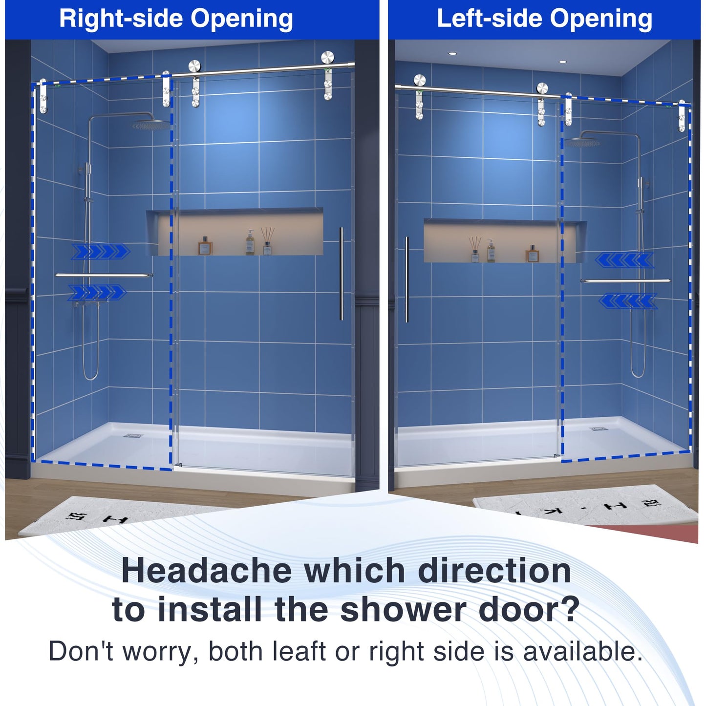 56-60" W x 72" H Frameless Glass Shower Door, 1/4" (6mm) Tempered Glass with Explosion-Proof Film & Nano Coating, Single Sliding Shower Door, Reversible Installation, Brushed Nickel