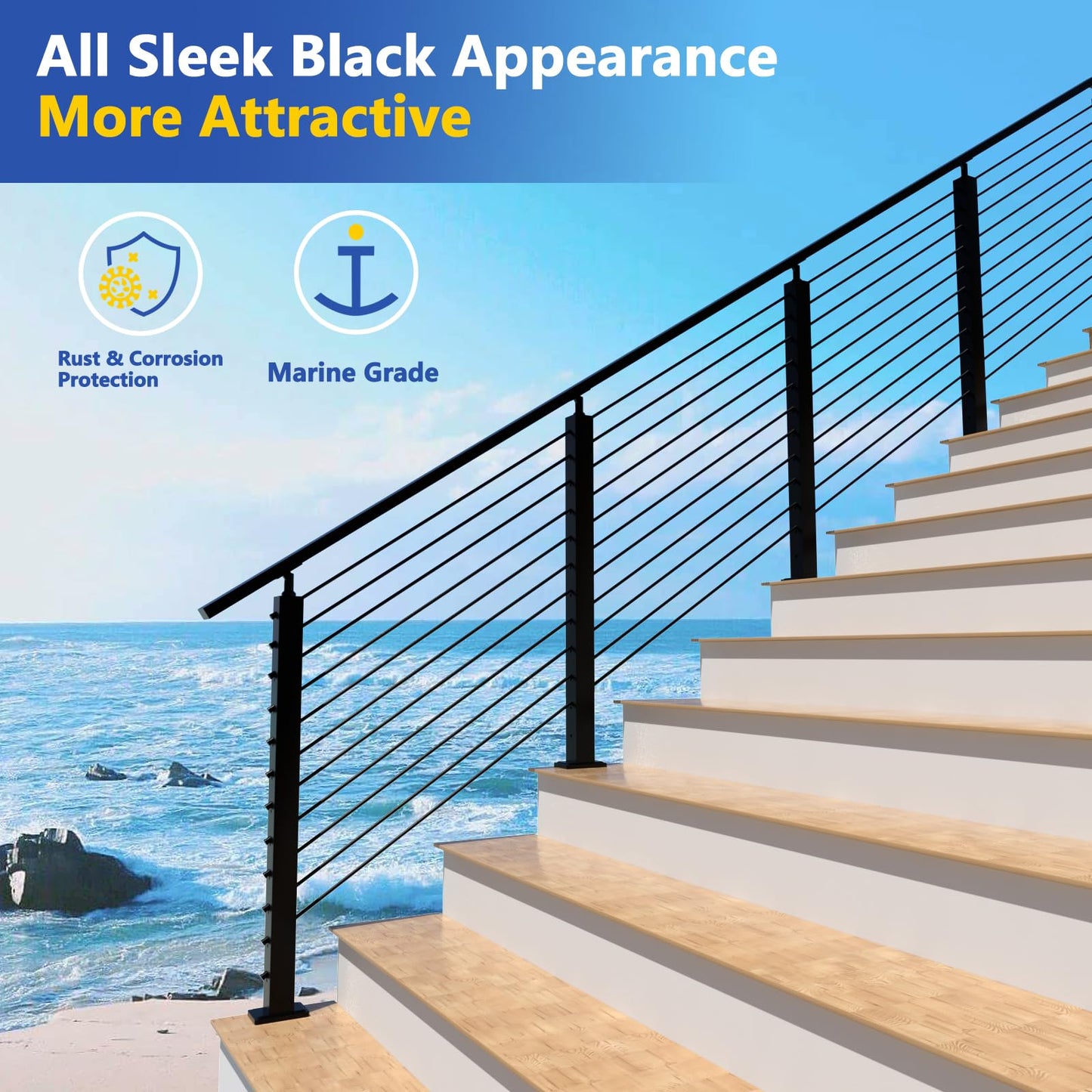 Zylorix 20 Pack 0.35" ID T316 Angle Washers Max for 5/16" Cable Railing Hardware, Marine Grade Stainless Steel 33° Angle Beveled Washers for Stair Deck Metal Wood Aluminum End Posts, Black