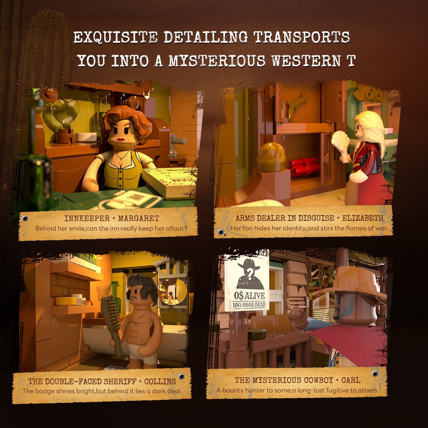 Lumibricks Western-Inn Lighting-Building-Bricks Set - 2682 Pcs The Old West Inn Light Construction Hotel Building Model Set for Adults and West Lovers