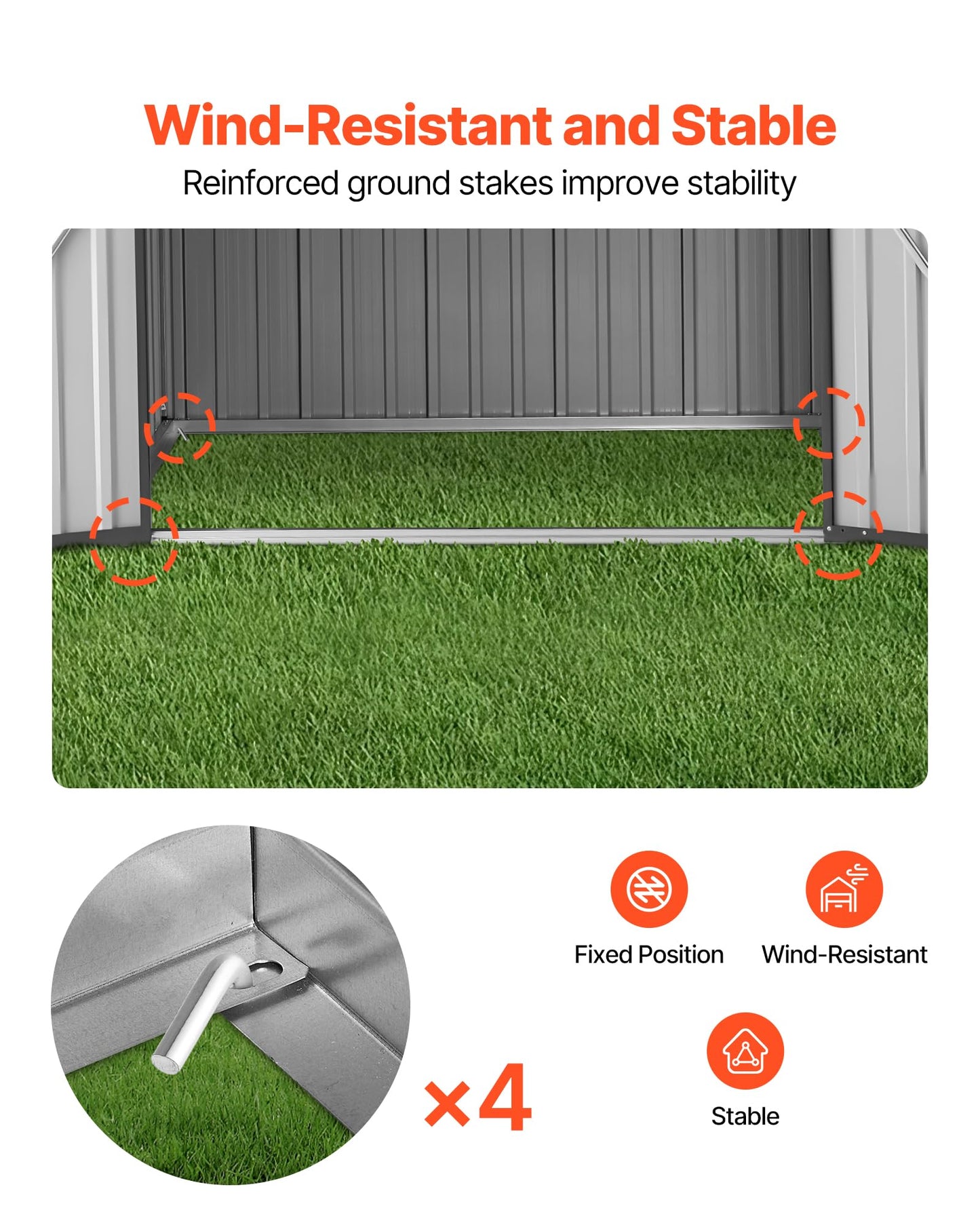 VEVOR 6 x 4 FT Metal Garden Shed, Outdoor Storage Shed with Lockable Doors & 4 Louver Vents, Peak Roof Metal Sheds Outdoors Storage, Storaged Sheds Clearance for Backyard, Garden, Patio, Bike, Gray