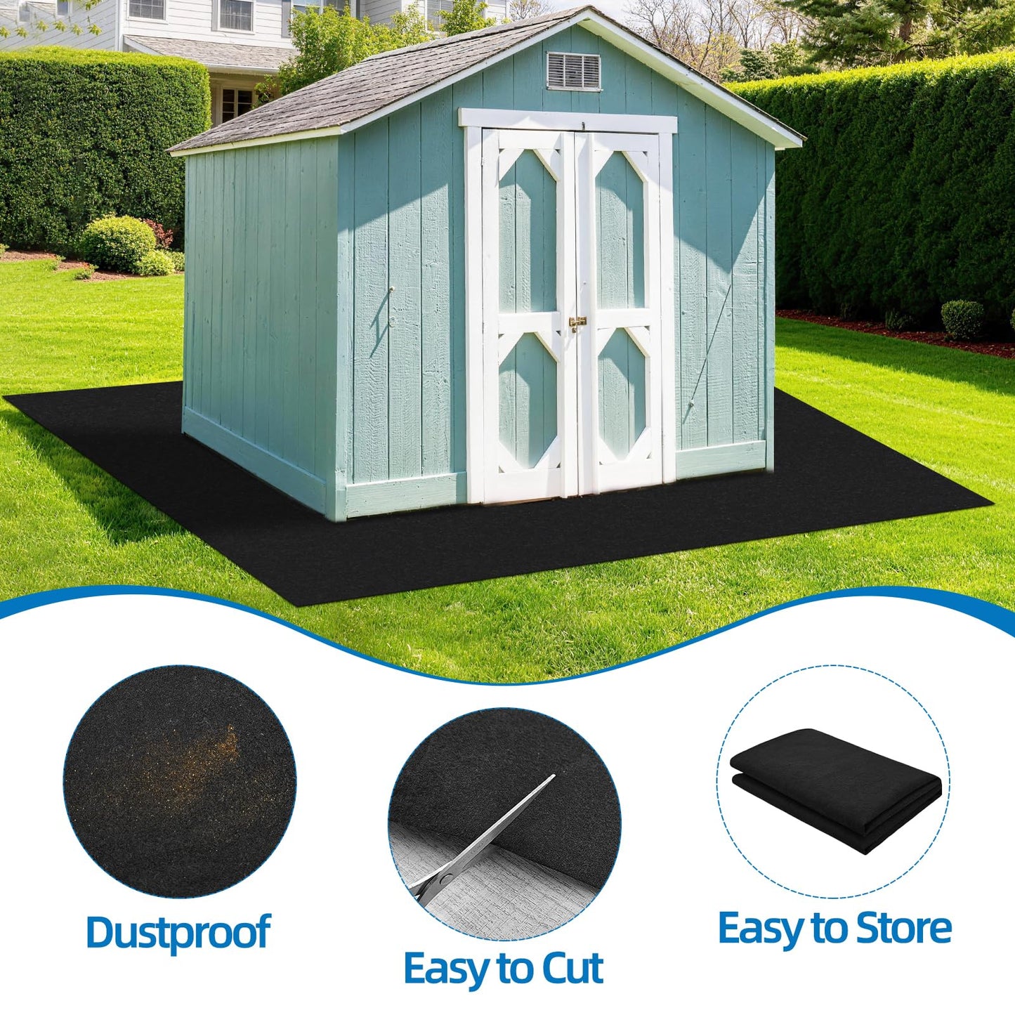 Vaniture 6 x 4 FT Outdoor Storage Shed Mat, Shed Flooring Mat with Waterproof PE Backing, Non-Slip, Dustproof Outdoor Floor Mat for Shed, Carport, Garden (Black)