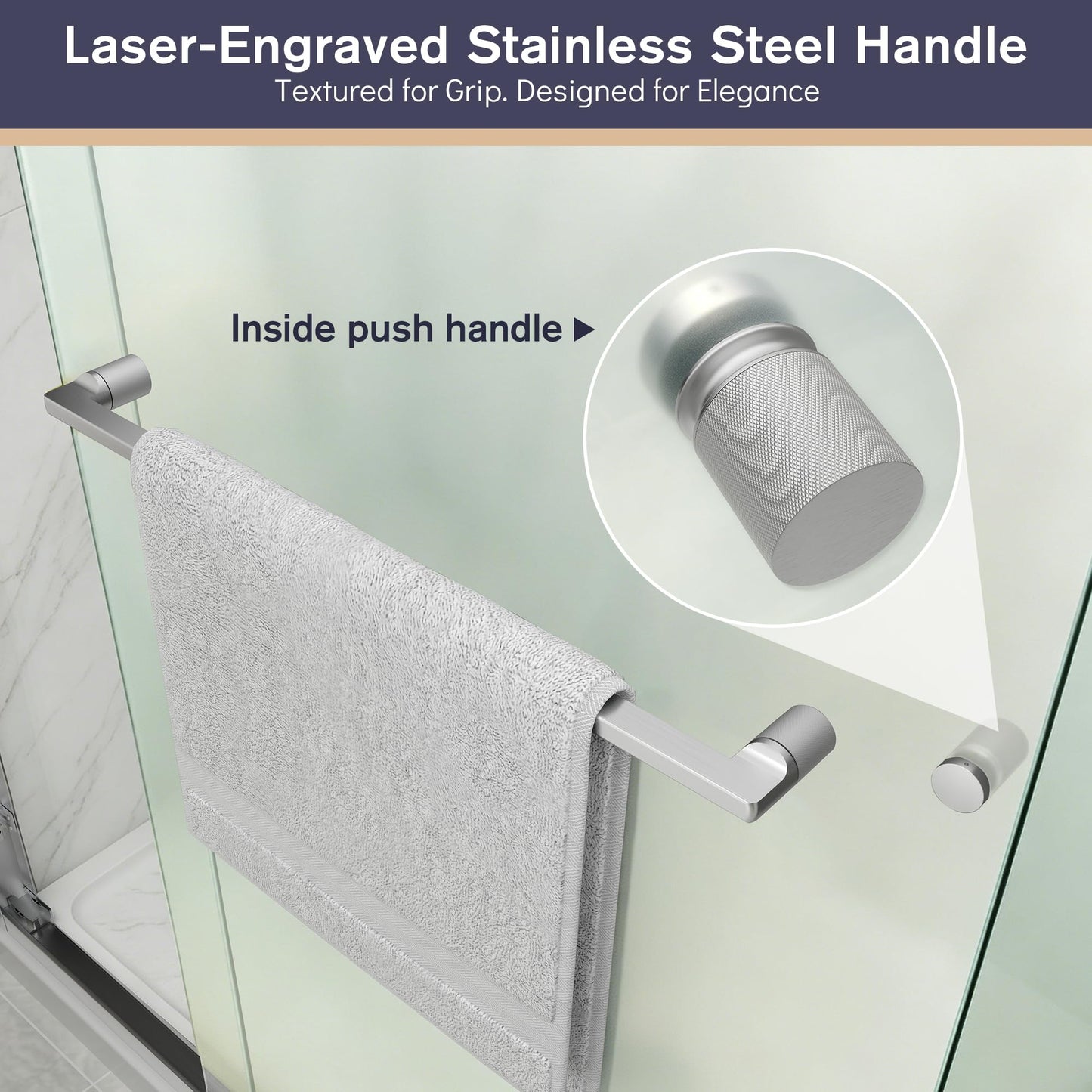 EASYWORC Double Sliding Shower Door, 55"-60" W x 70" H Semi-Frameless Frosted Shower Door, 1/4'' (6mm) Frosted SGCC Tempered Glass with Nano Coating and Explosion-Proof Film, Brushed Nickel