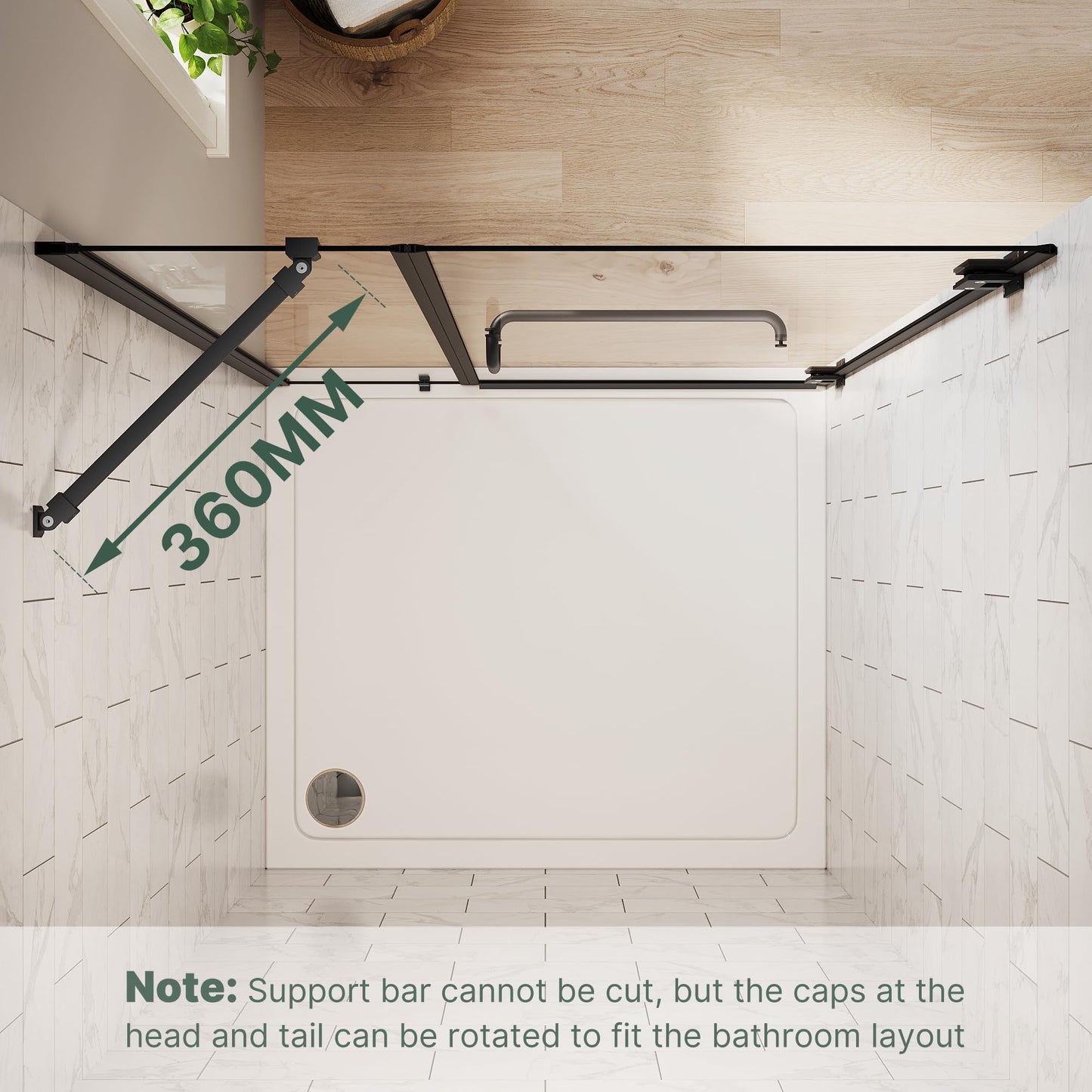 ELEGANT Frameless Shower Door 44'' W x 72'' H, Pivot Swing Glass Shower Door with 1/4'' Tempered Glass, Matte Black