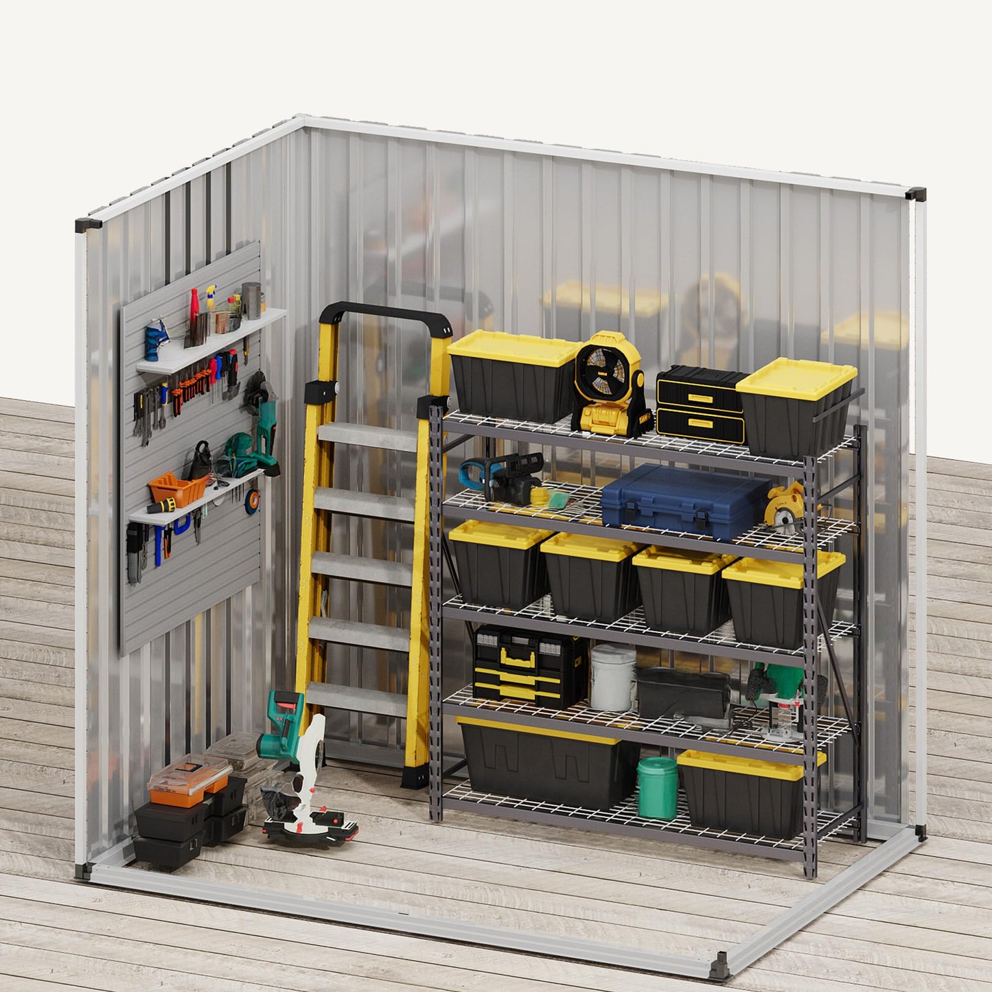 DWVO 6x4ft Metal Outdoor Storage Shed with Window, Lockable Tool Storage Sheds, Steel Garden Sheds with Sloped Roof for Backyard, Patio, Garage, Lawn, Gray + White