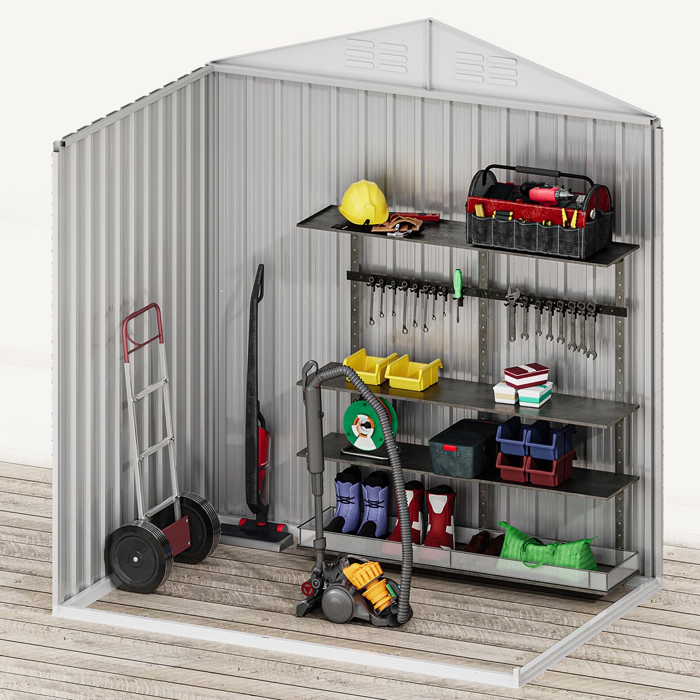 DWVO 6x4ft Outdoor Storage Shed, Weatherproof Tool Shed w/Locking Entry & Ventilation for Grass Cutter, Bike, Equipment, Courtyard, Garden (Dark Gray)