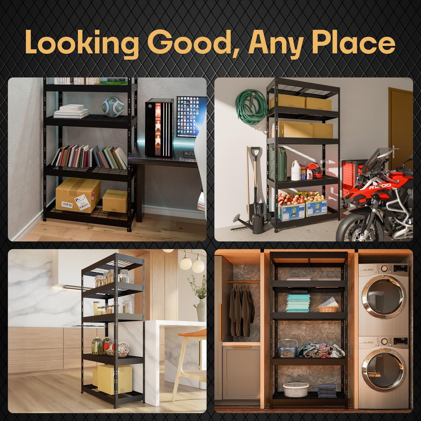 Metalkast Heavy-Duty Metal Garage Shelving | 71" H x 35" W x 18" D | Adjustable Industrial Storage Rack with Wire Shelves | 5-Tier Steel Shelving Unit, 5,000LB Capacity, Rust-Resistant Coating