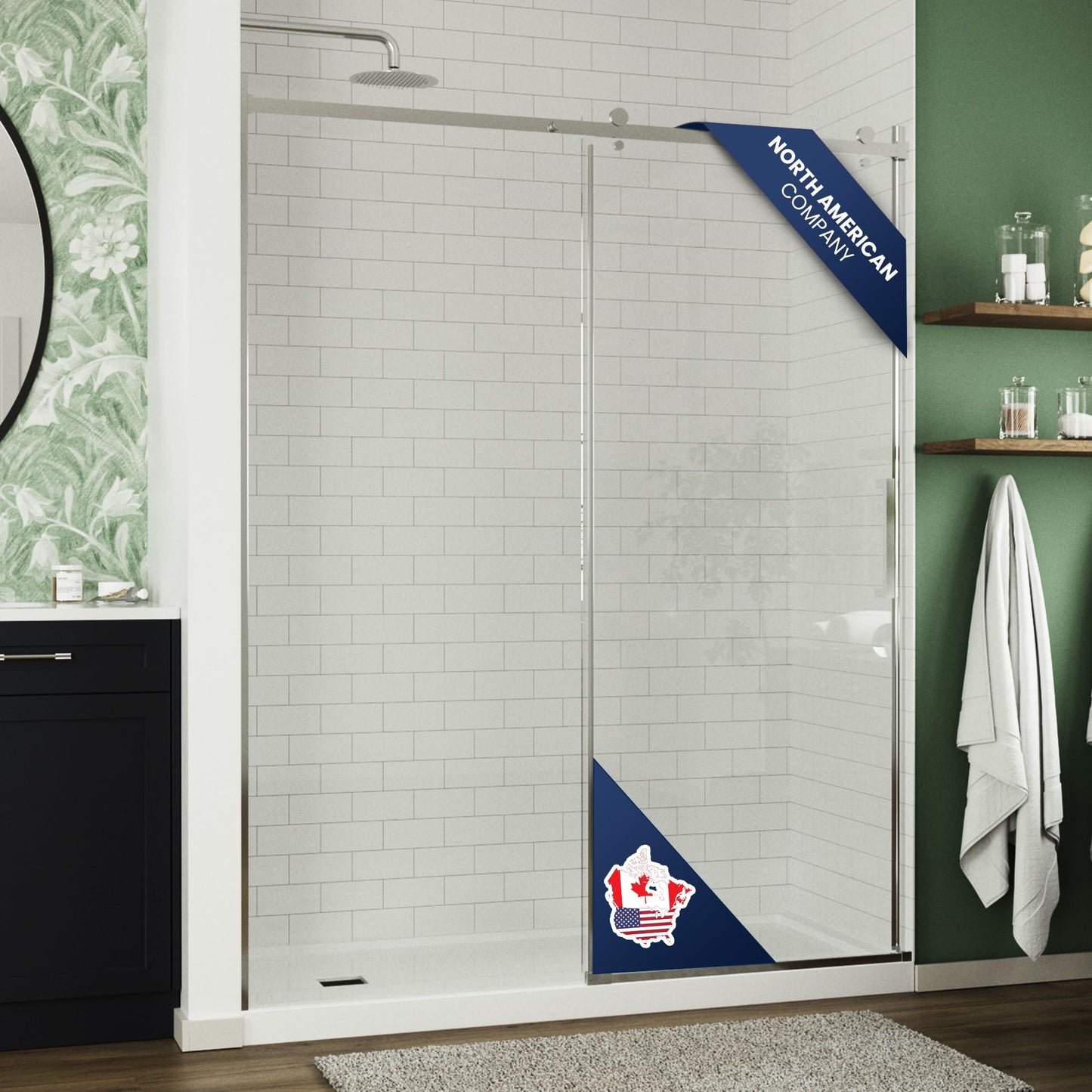 Semi-Frameless Sliding Shower Door – 56-60" x 70”, Tempered Glass Shower Door, Corrosion Resistant Hardware, Smooth Glide Rollers, Reversible Installation, Leak-Proof Magnetic Lock (Brushed Nickel)