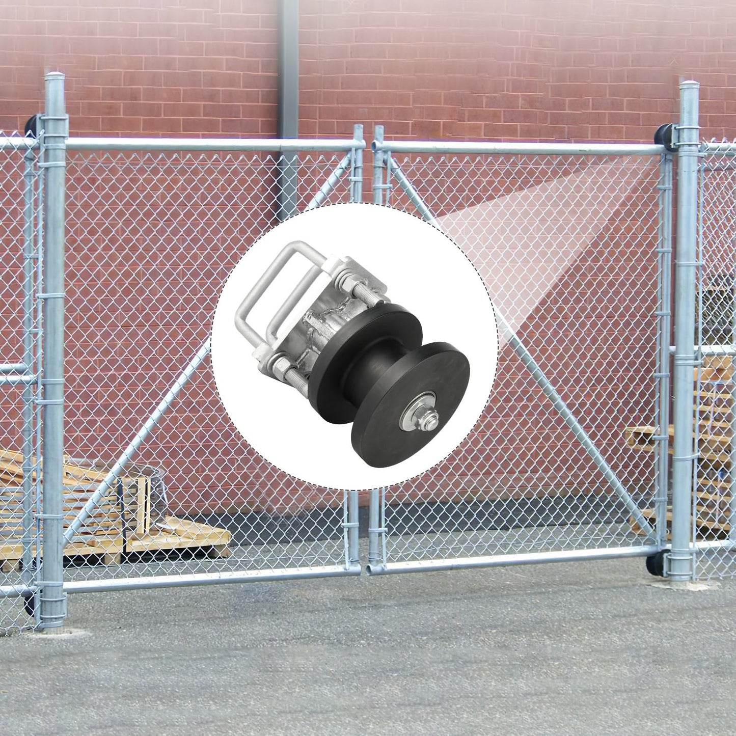 Pubotlu 4 Pack Sliding Gate Rollers， Nylon Cantilever Rollers 2" Gate Frames, 4" Square Post Chain Link Fence Parts, Cantilevered Rail Fence Gate Kit，Sliding Gate Kit Hardware