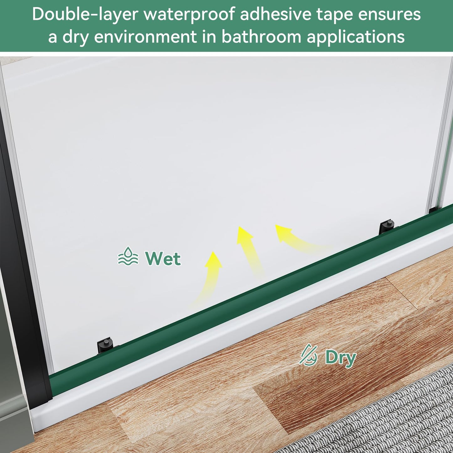 Hydrave Sliding Shower Door 60 in.D x 72 in. H|1/4 in. High-Strength Clear Tempered Glassd Shower Door| Aluminum Frame Semi-Frameless Sliding Door| Black (Shower Base Not Included)