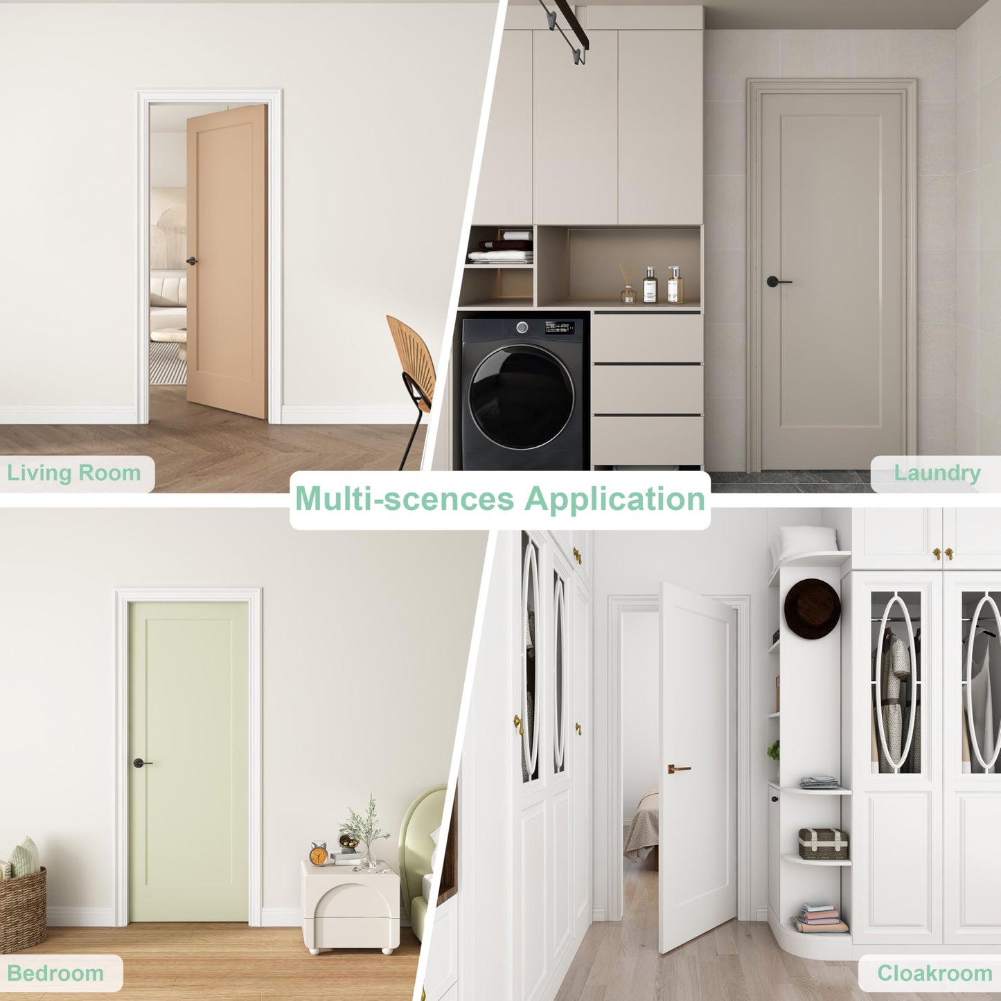 JUBEST 24"x80" 1-Panel Shaker Style White Primed Hollow Core Interior Molded Door Slab, NOT Pre-drilled and NOT Included Hardware, Pre-Assembled Interior Door for Pantry, Laundry, Closet