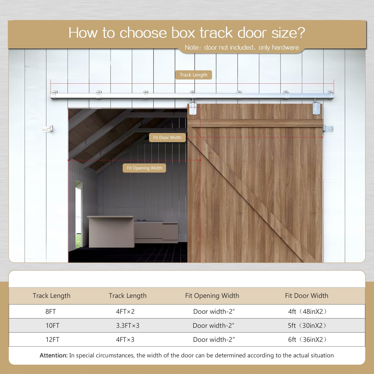 HARDJULAN 12FT Heavy-Duty Galvanized Steel Exterior Sliding Barn Door Hardware Kit, 450 lbs Capacity,Kit for Outdoor,Fit for MAX 1 Door Width 72in