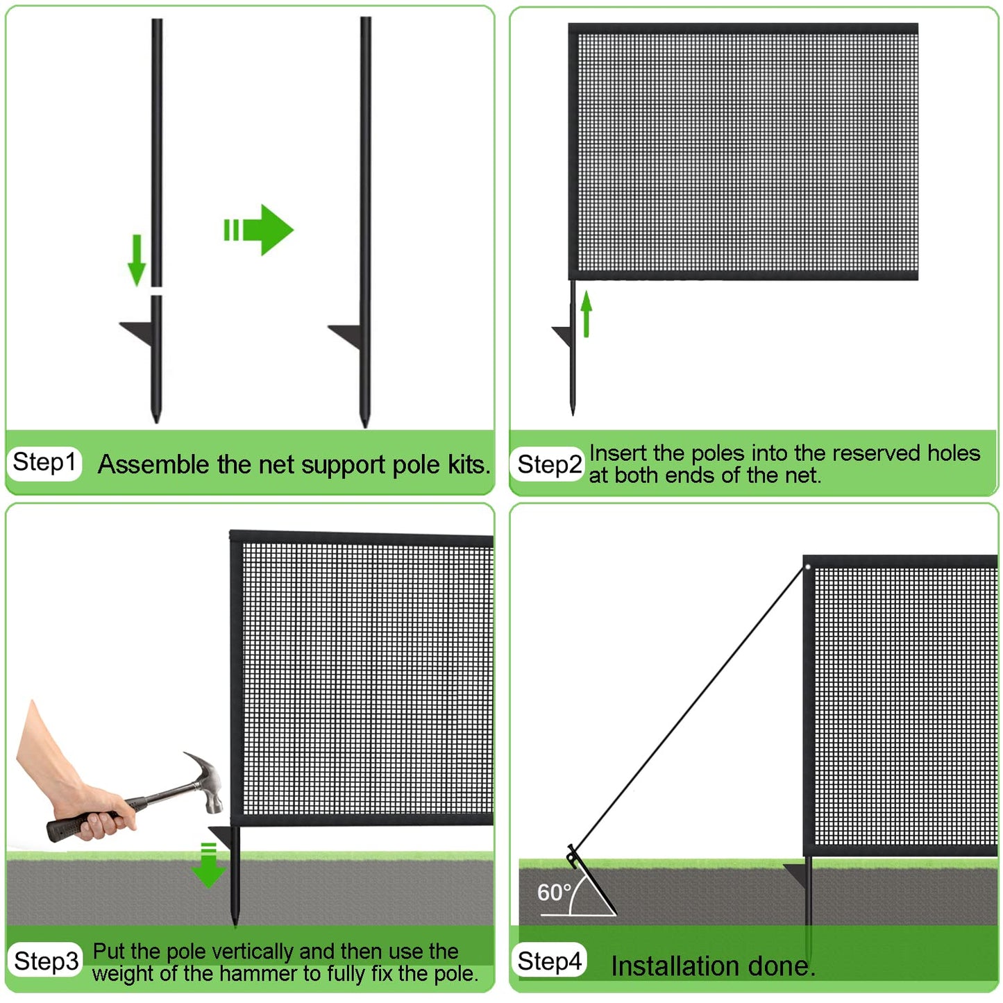 Driveway Net for Kids Safety - LUTICO 28’ Wide 40" Tall Driveway Guard with High Visibility Reflective Tape, Driveway Net to Stop Basketballs from Rolling into Street, Easy to Install（Ebony）