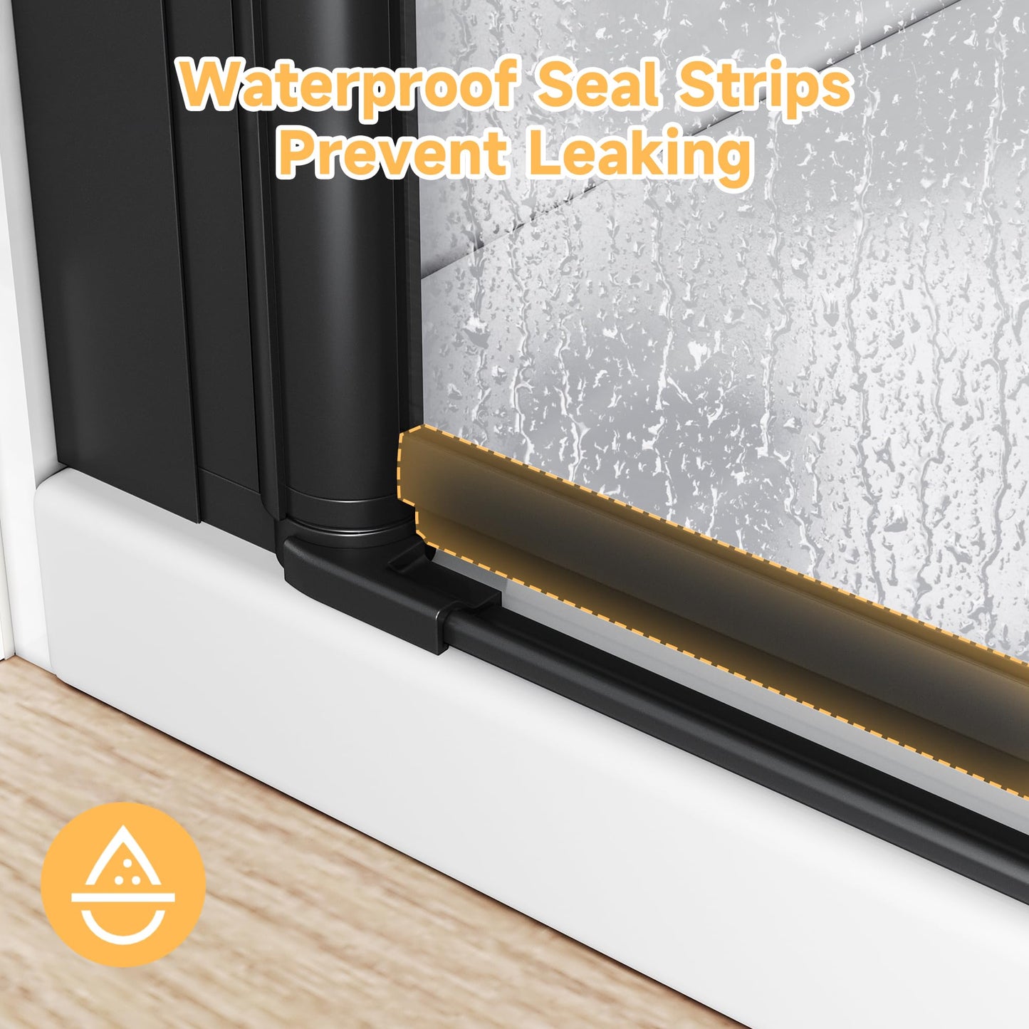 SL4U Pivot Shower Door, 34" W x 72" H, 1/4" Tempered Glass Shower Door, Pivot Swing Shower Glass Door, Easy to Clean, Matte Black Finish
