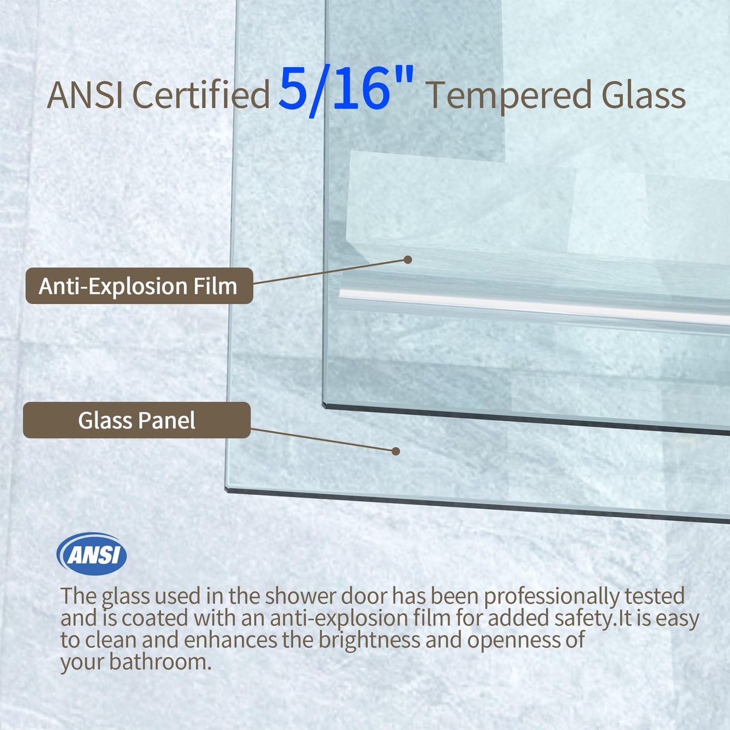 Trumbeak 56-60" W x 76" H Frameless Shower Door,Sliding Shower Door with 5/16"(8mm) Clear SGCC Tempered Glass,Glass Shower Door w/Seal Strip Parts and Handle,Stainless Steel Hardware,Gold