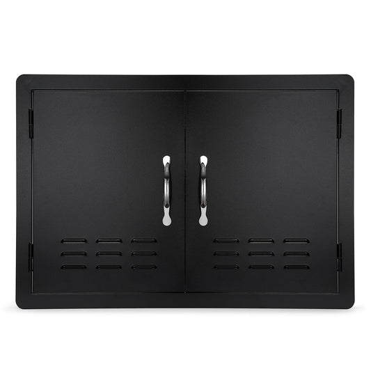 Stanbroil Outdoor Kitchen Doors BBQ Access Door 30" W x 21" H - Wall Construction Double Door Flush Mount for BBQ Island, Grilling Station, Outside Cabinet - Black