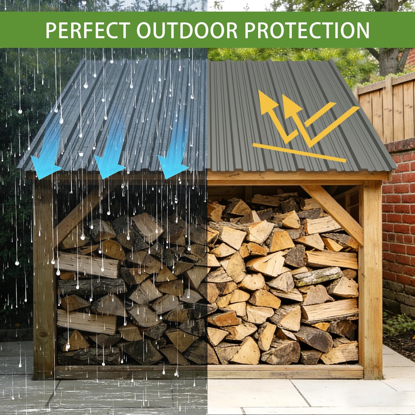 Corrugated Galvanized Steel Roofing Panels, 0.01" Trapezoidal Metal Roof Sheets with Screws, Waterproof UV Rust Resistant Lightweight Weatherproof Panels for Shed Carport