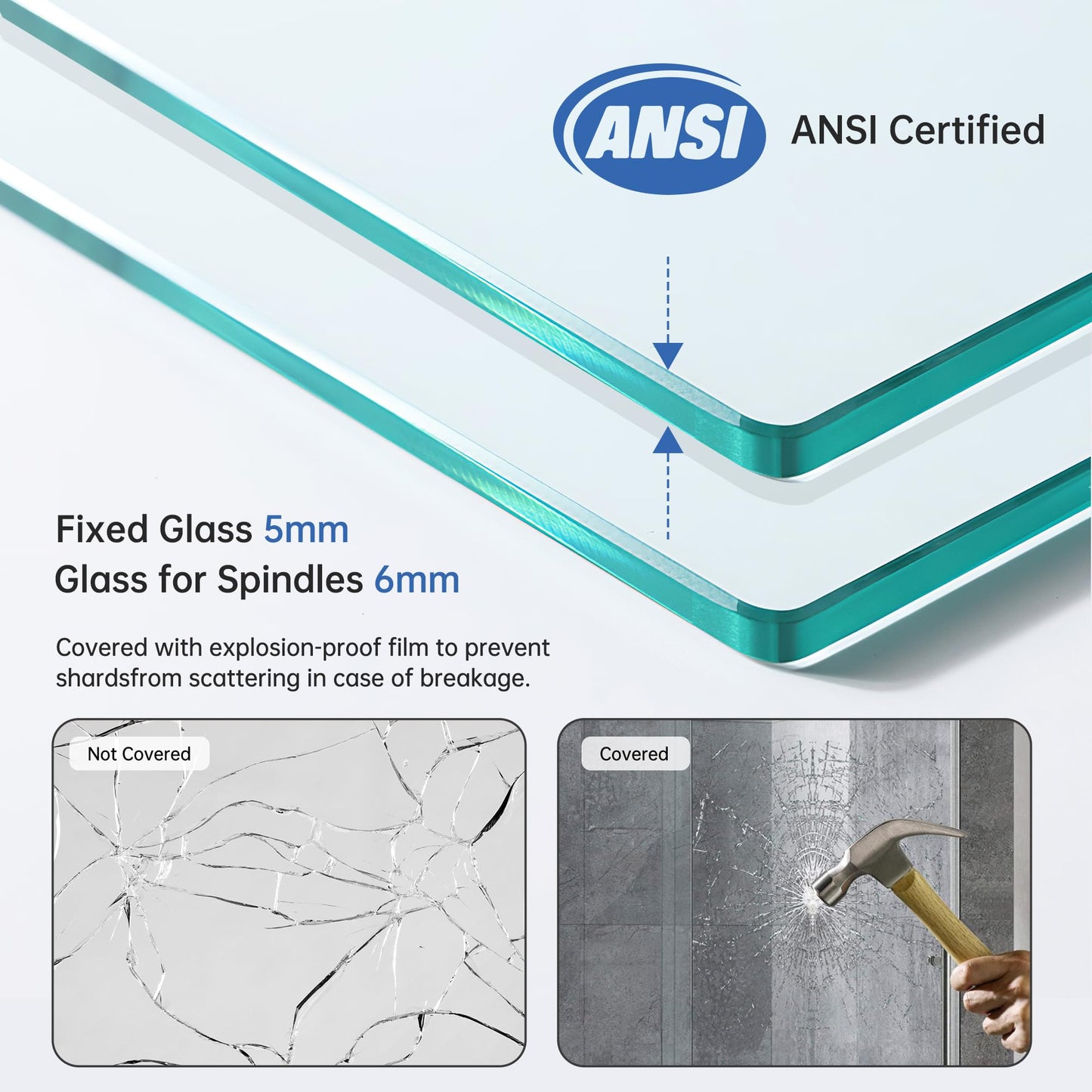 Findepot 44-48" W x 71" H Pivot Glass Shower Door, Pivot Shower Door with 1/4"(6mm) Clear Glass, Matte Black