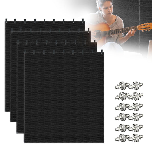 Soundproof Blanket for Door 96" x 80", 4 PCS Heavy Duty Sound Dampening Curtains, Noise Cancelling Studio Acoustic Blanket, Light Blocker, Moving with Grommets for Home, Window, Furniture, Black