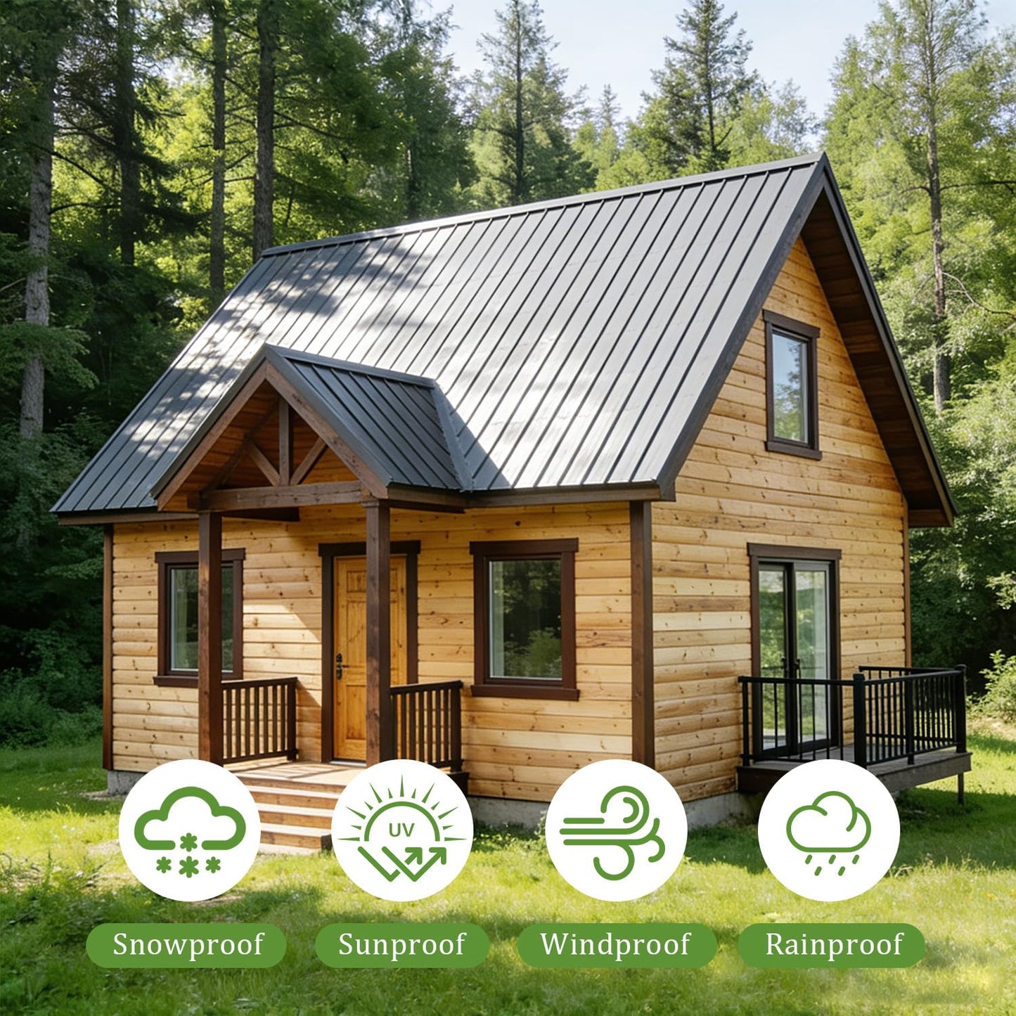 Corrugated Galvanized Steel Roofing Panels, 0.01" Trapezoidal Metal Roof Sheets with Screws, Waterproof UV Rust Resistant Lightweight Weatherproof Panels for Shed Carport