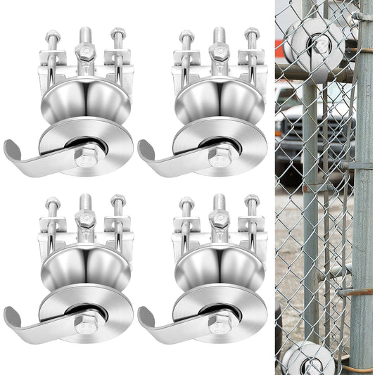MorningRo 4 Pack Sliding Gate Rollers Rear Pipe Track Wheels for Chain Link Sliding Gates Galvanized Gate Rollers for 1-7/8" Gate Frame Rolls on 1-5/8" Pipe Track Heavy Duty Sliding Gate Wheels