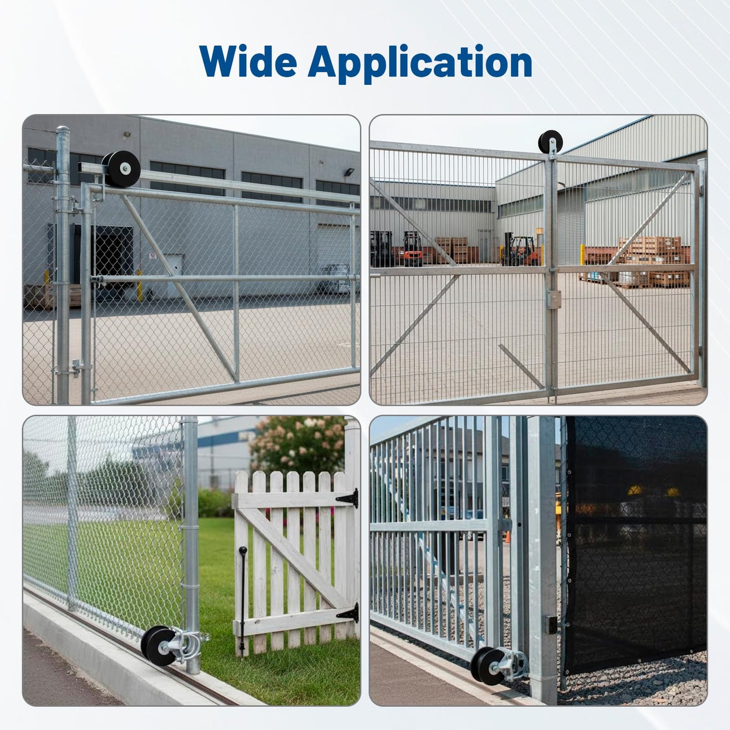 Cantilever Gate Rollers, Nylon Sliding Gate Rollers for 4" Round Post, 2-3/8" or 2-1/2" Chain Link Fence Gate Frames, Sliding Gate Hardware Kit, 1 Pack