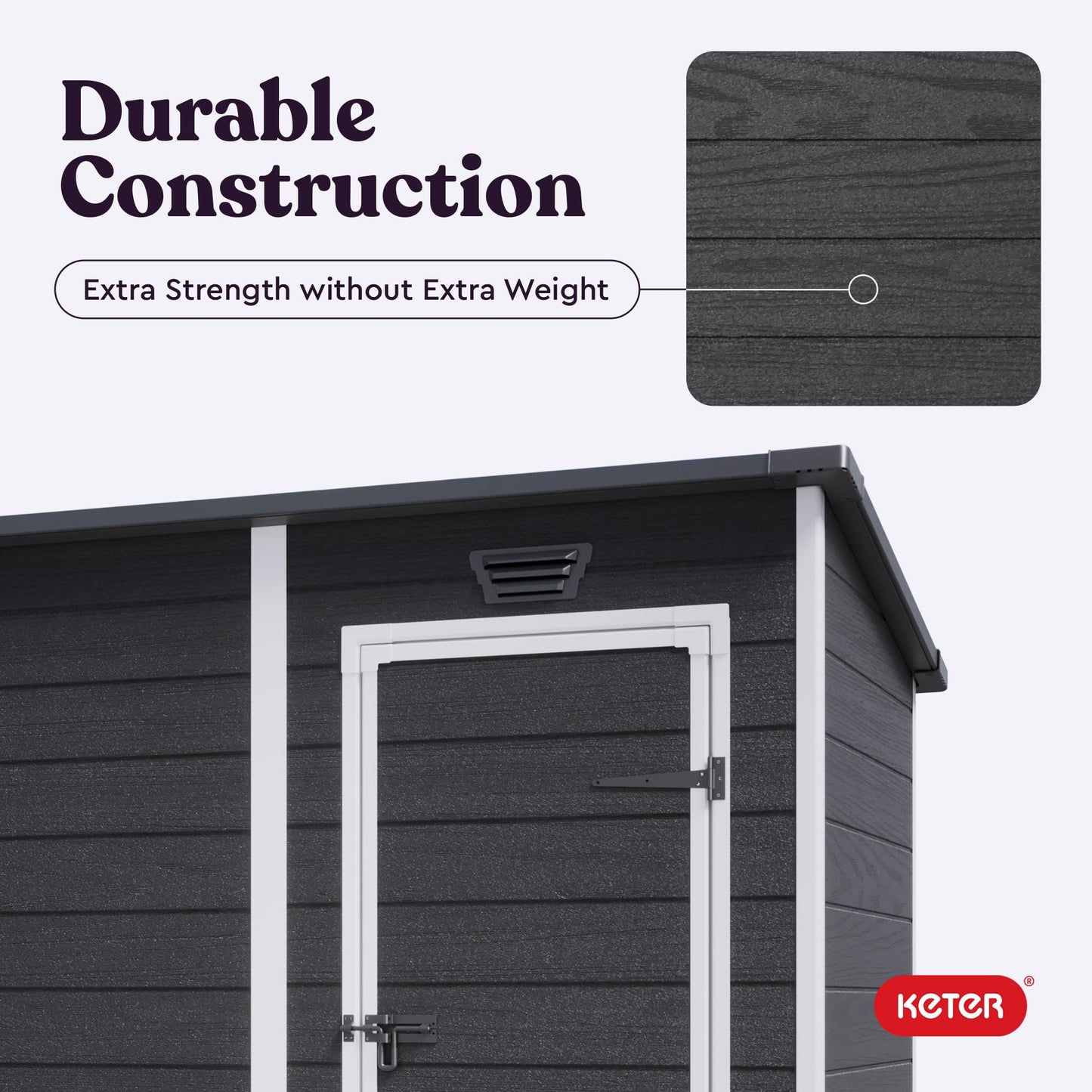 Keter Essential Shed 4x6 Resin Outdoor Storage Shed Ideal Storage for Patio Furniture, Garden Tools Bike Accessories, Beach Chairs and Lawn Mower, Black and White