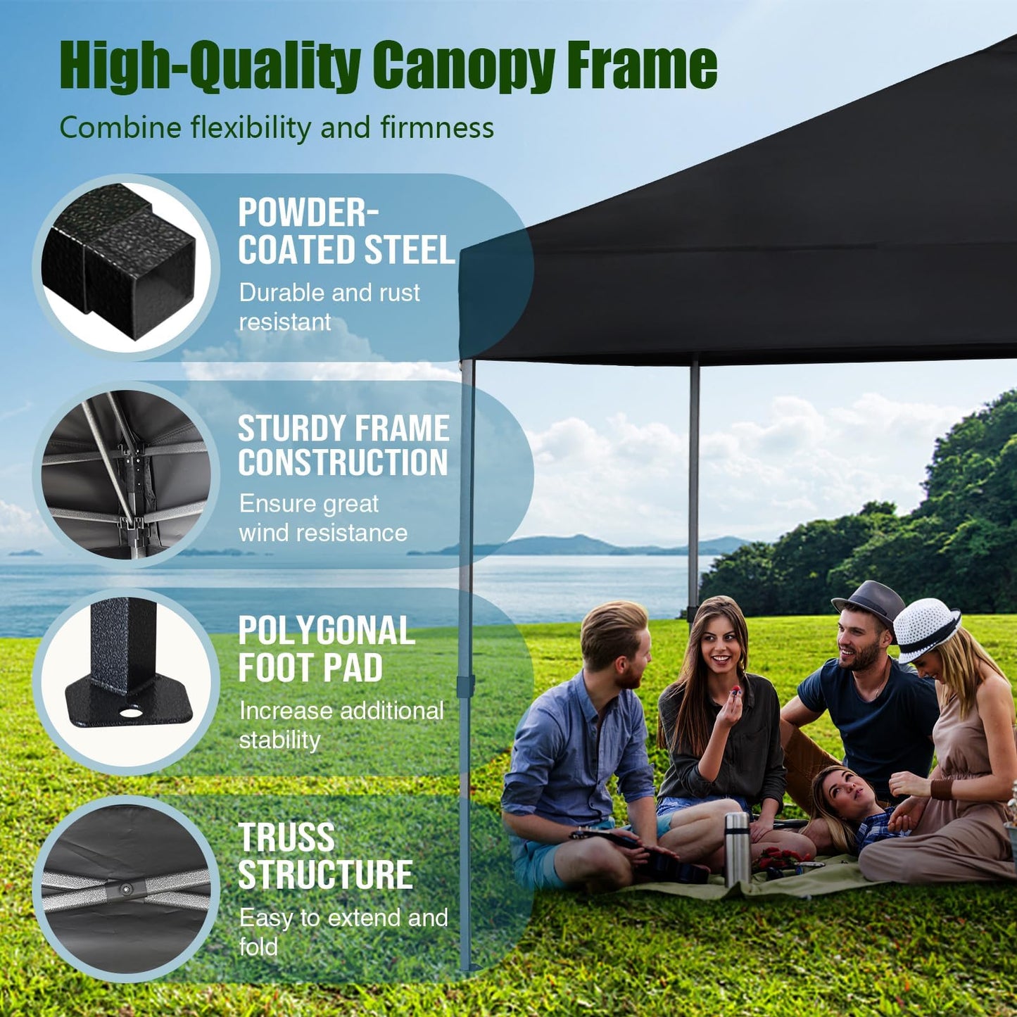 Eurmax USA NOMATTER ONE-Person Open&Close 10x10ft Pop Up Canopy Tent，Portable Shelter Canopy for Outdoor Events，Instant Canopies, Temporary Sunshade,Bonus 4 Sand Bags(White)
